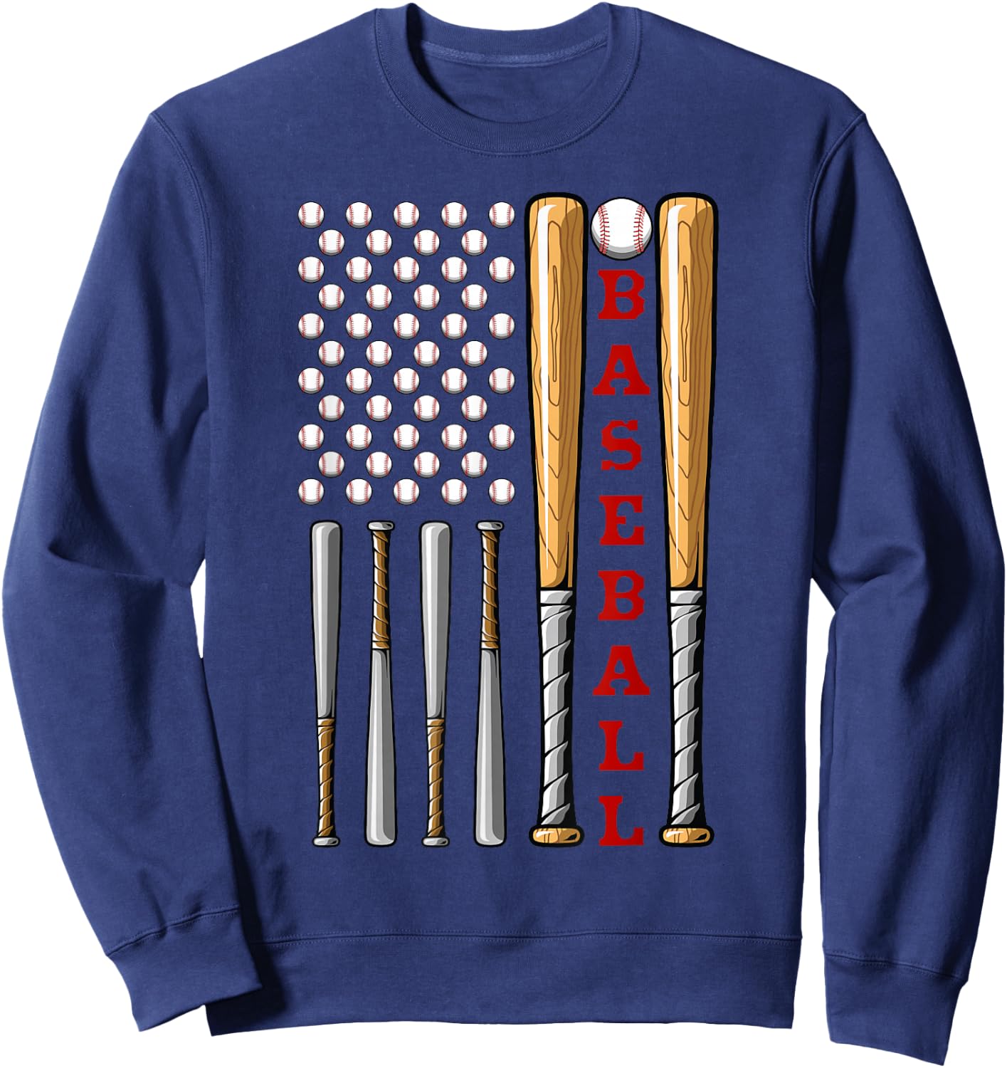 Patriotic US American Baseball Flag - Vintage Baseball Flag Sweatshirt - Sweatshirt | Navy