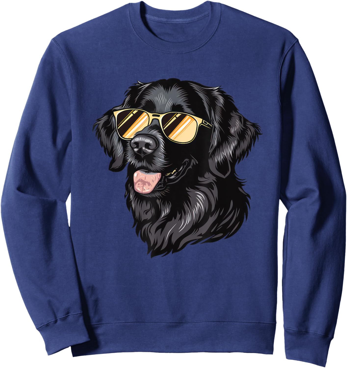 Flat Coated Retriever Dog Sunglasses Men Women Kids Sweatshirt - Sweatshirt | Navy