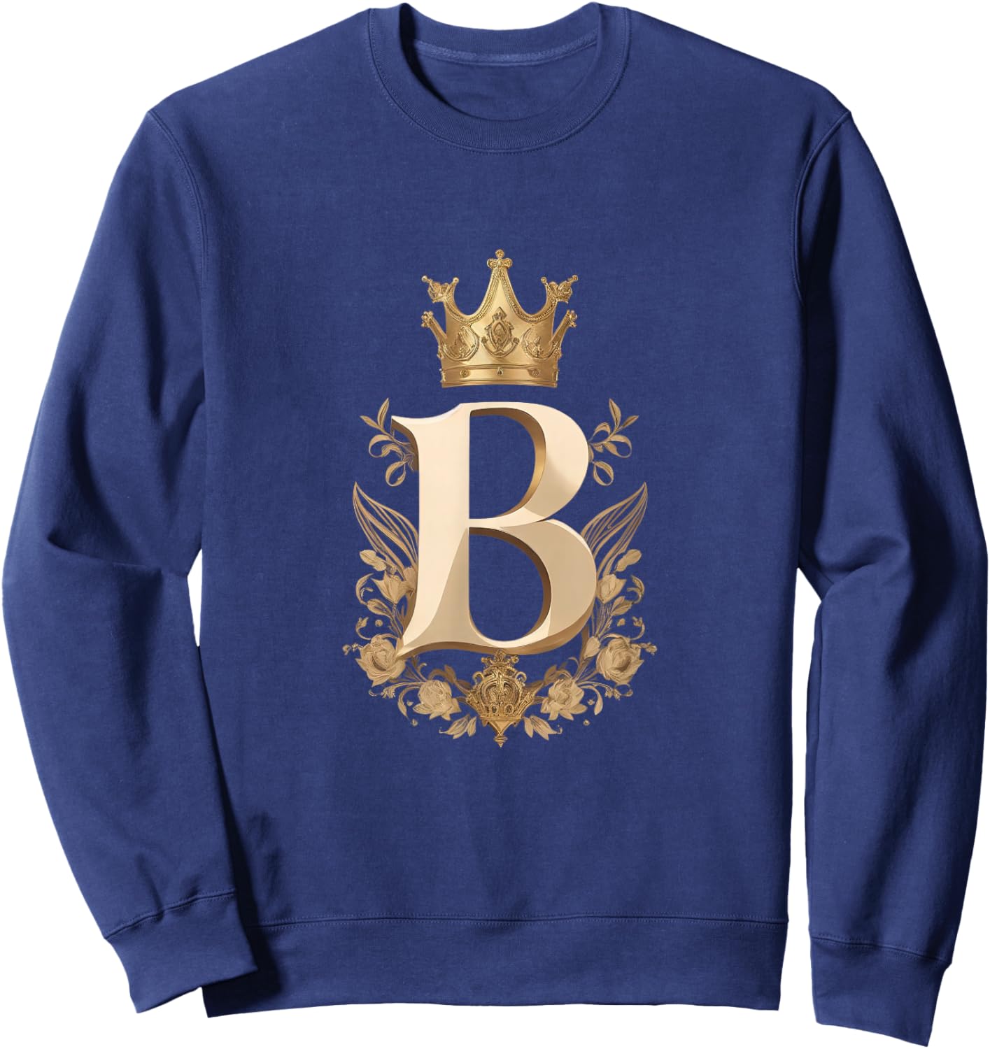 Funny Birthday Queen B - Letter B and Crown (Bee) Sweatshirt - Sweatshirt | Navy