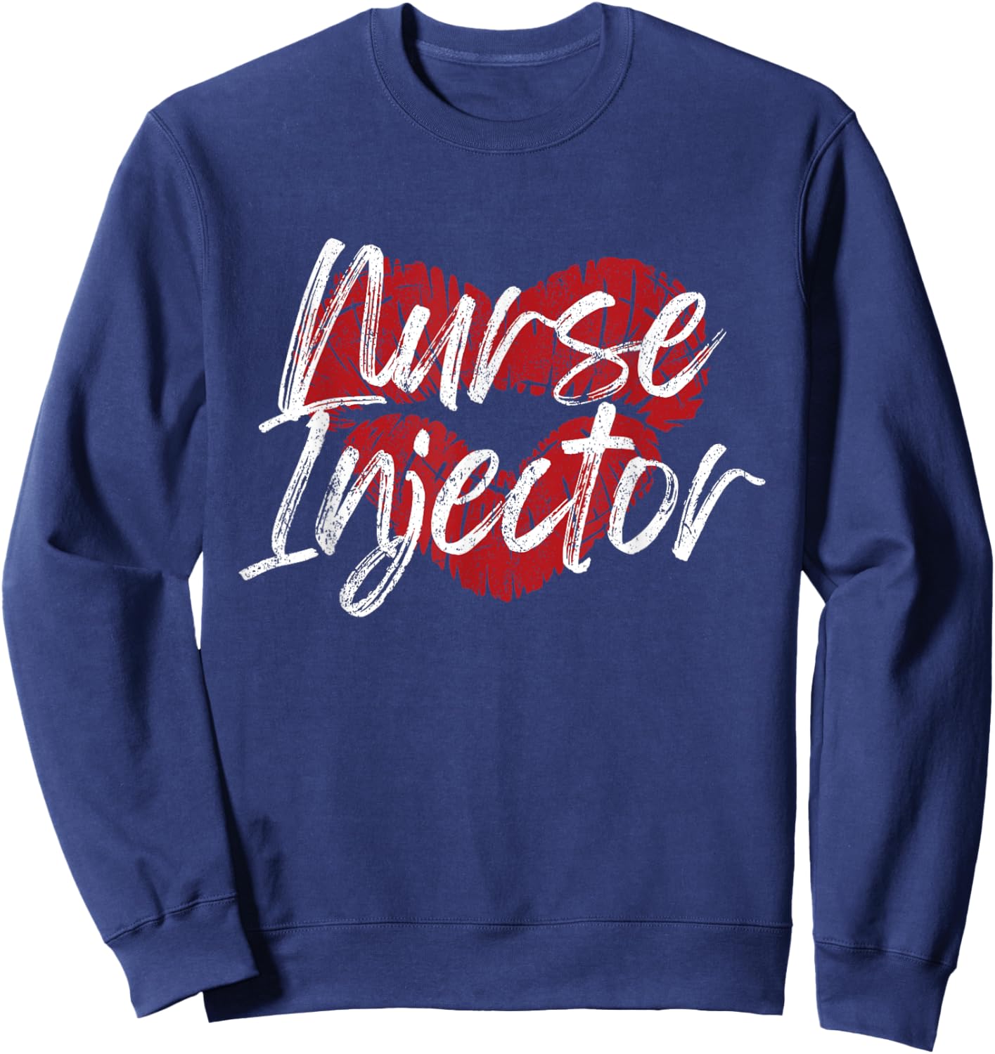Vintage Nurse Injector Kiss Aesthetic Nurse Injector Sweatshirt - Sweatshirt | Navy