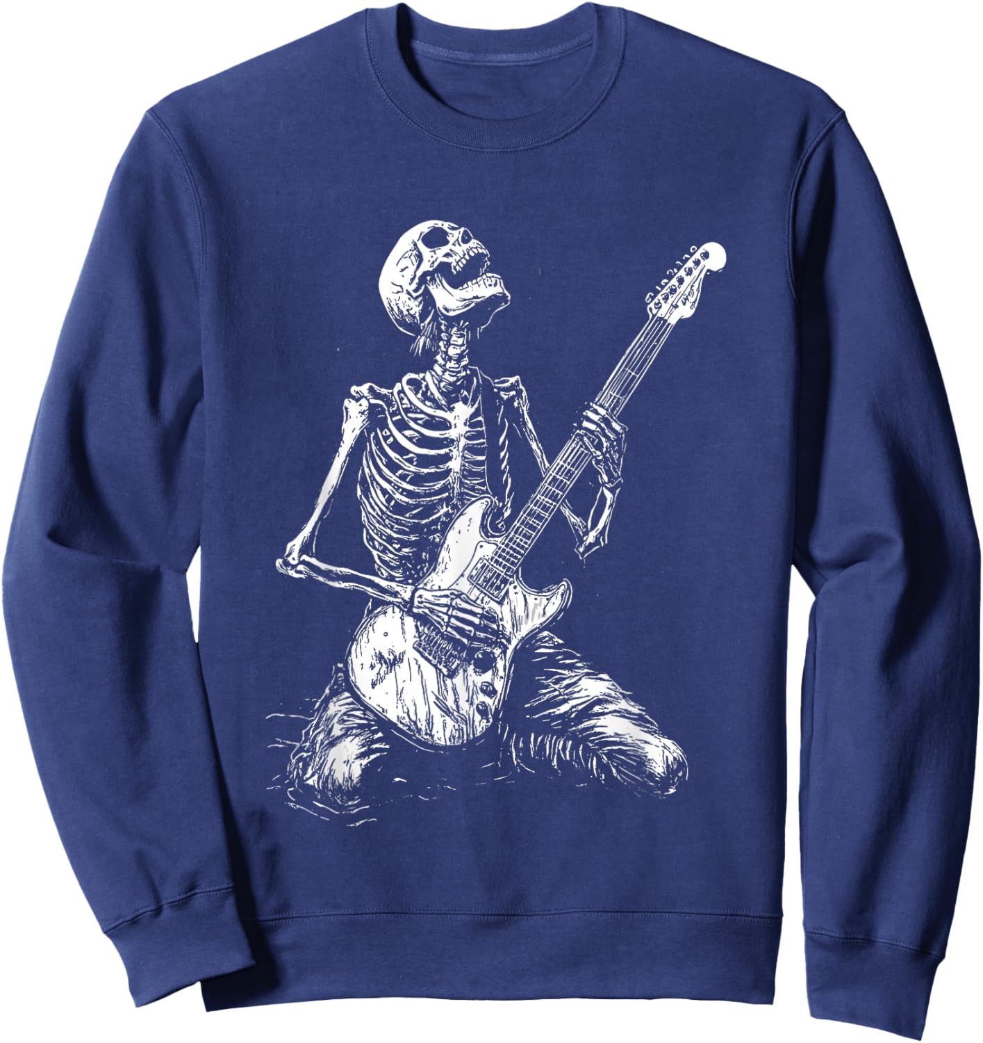 Skeleton Heavy Death Metal Rock Punk Gothic Guitar Grunge Sweatshirt - Sweatshirt | Navy