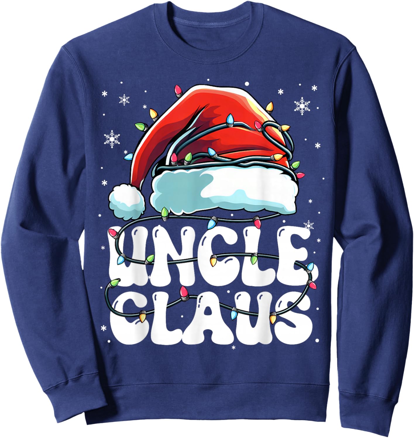 Groovy Uncle Claus Christmas Lights Funny Family Xmas Pajama Sweatshirt - Sweatshirt | Navy