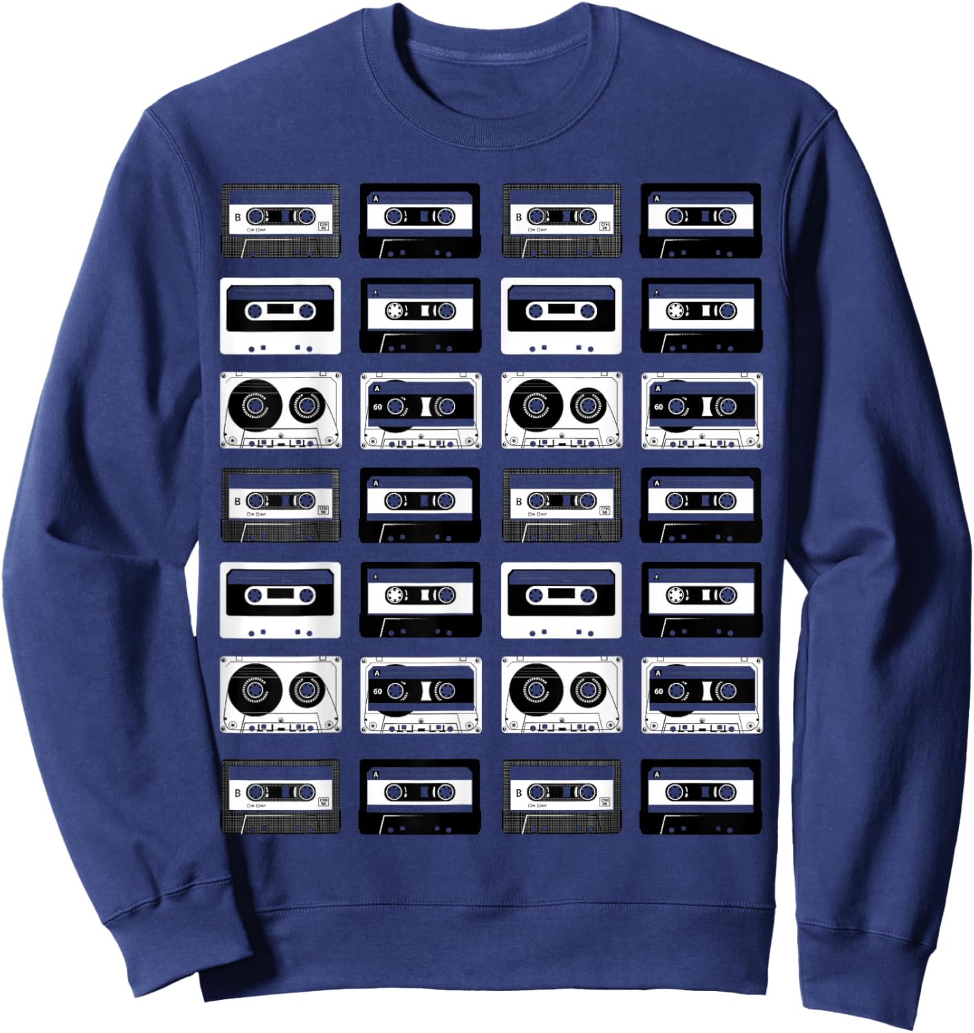 Cassette Tapes Audio Mixtapes 1980s Music Radio DJ Sweatshirt - Sweatshirt | Navy