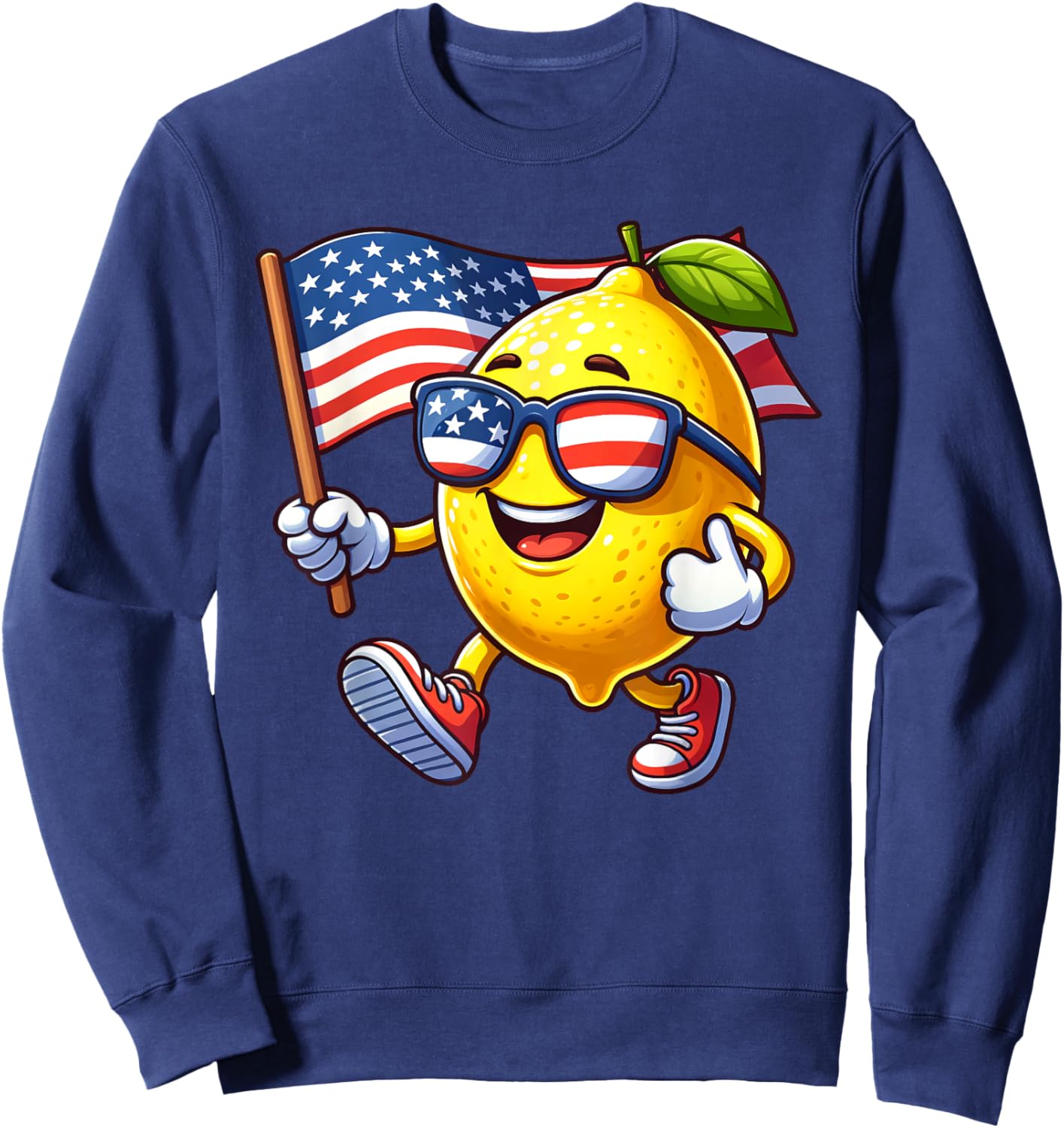 Lemon 4th July USA Flag Patriotic America Mom Dad Kids Sweatshirt - Sweatshirt | Navy