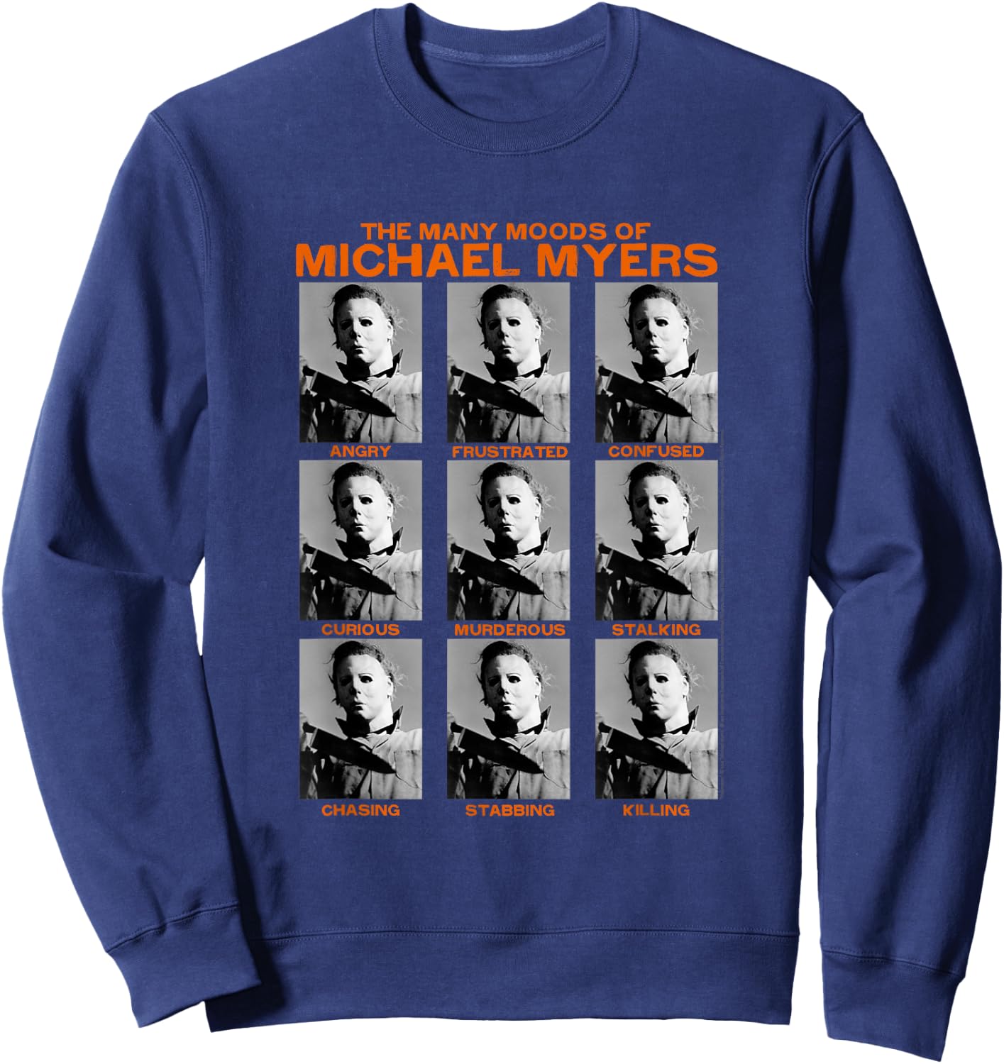 Halloween Many Moods of Michael Myers Small Sweatshirt - Sweatshirt | Navy