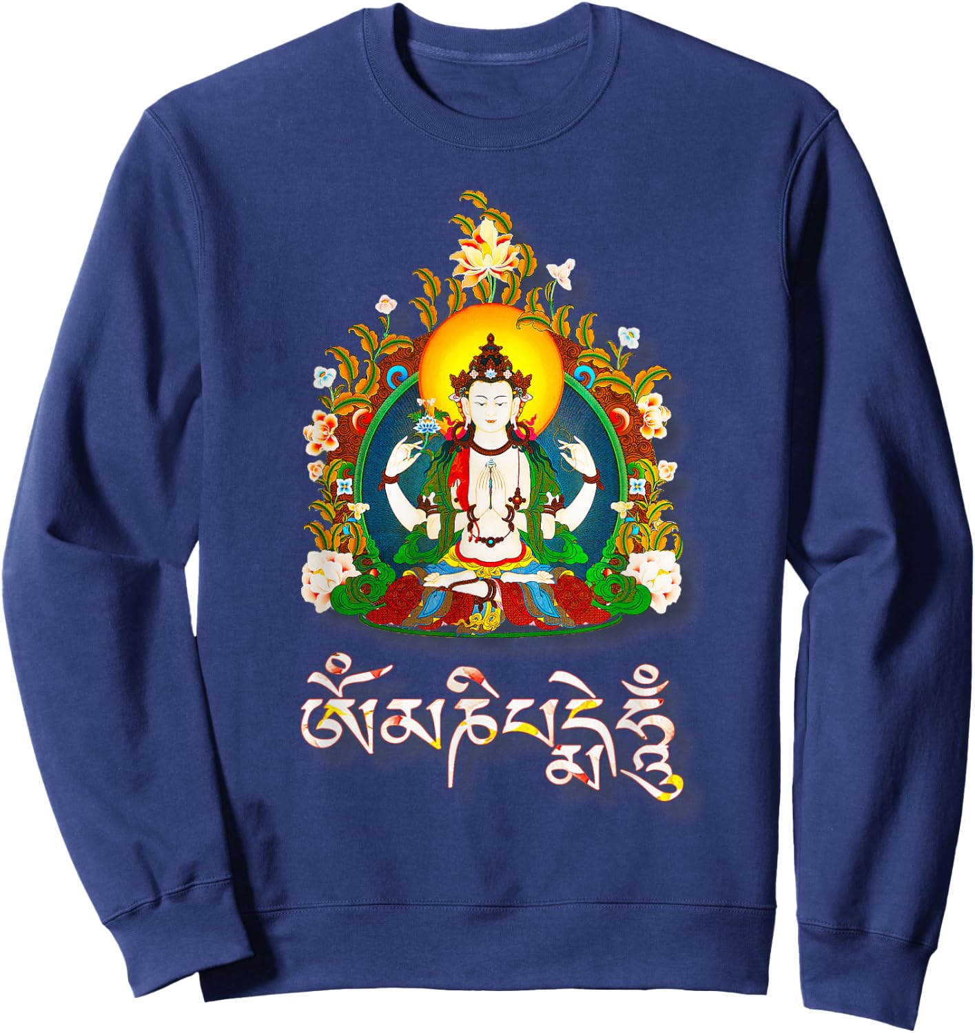 Tibetan Buddha Om Mani Padme Hum Amitabha Sweatshirt - Sweatshirt | Navy