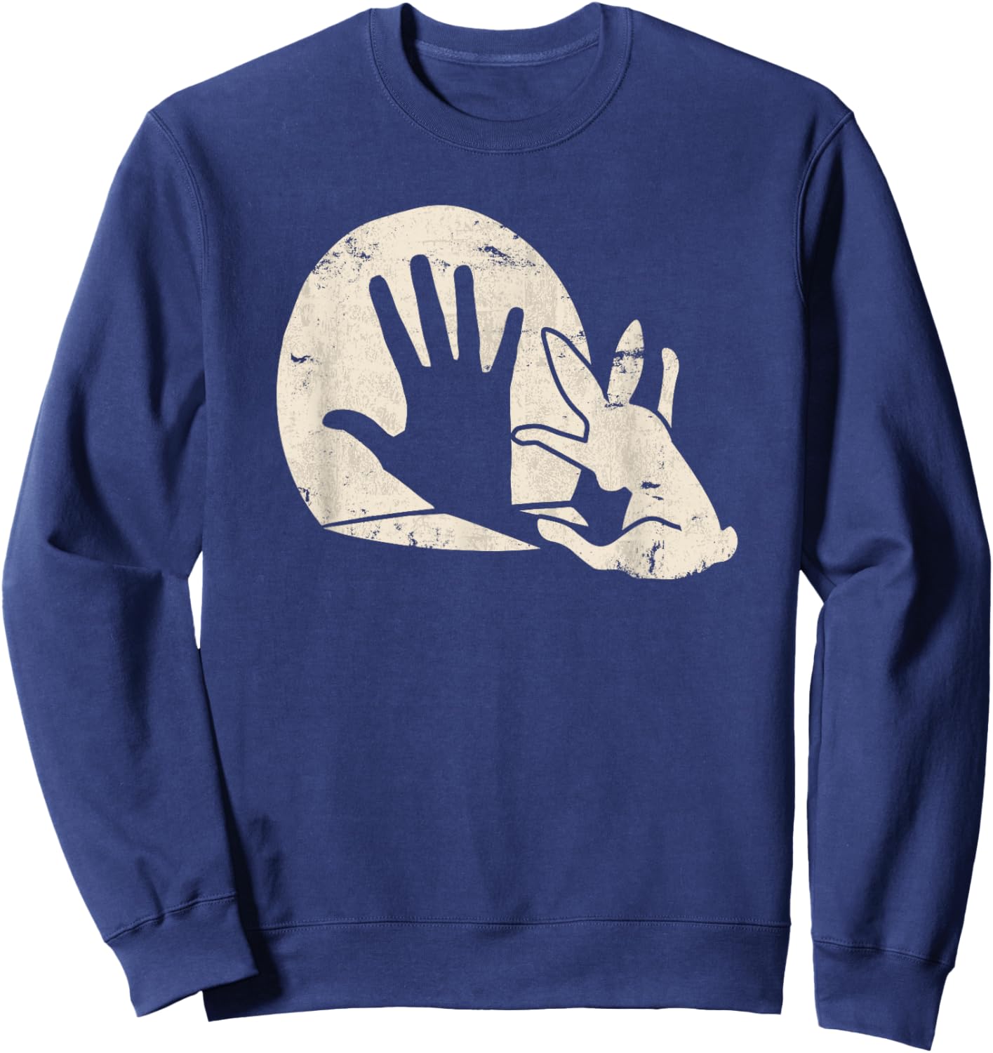 Rabbit Hand Shadow Puppet Bunny Animal Shadow Sweatshirt - Sweatshirt | Navy