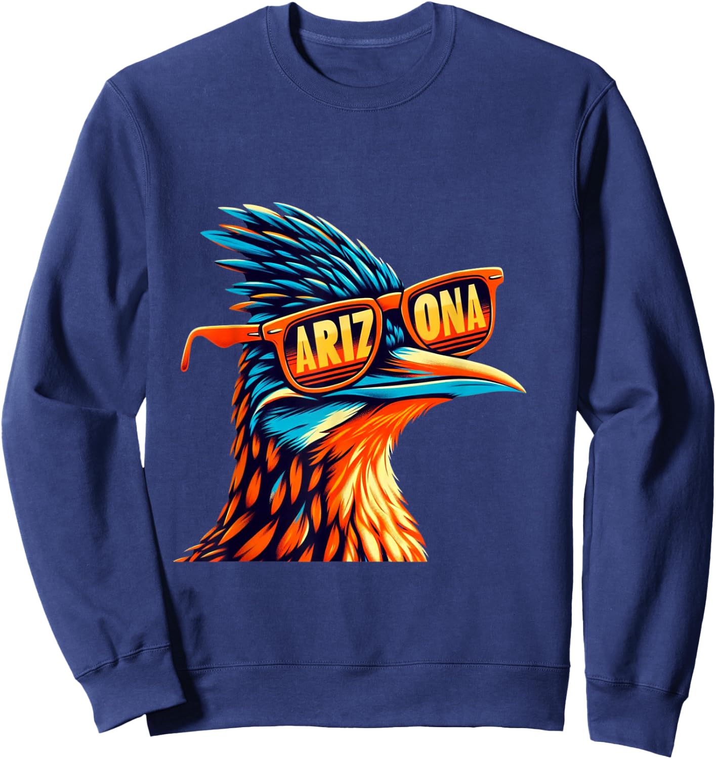 Arizona Roadrunner in Retro Sunglasses Southwest Desert Bird Sweatshirt - Sweatshirt | Navy