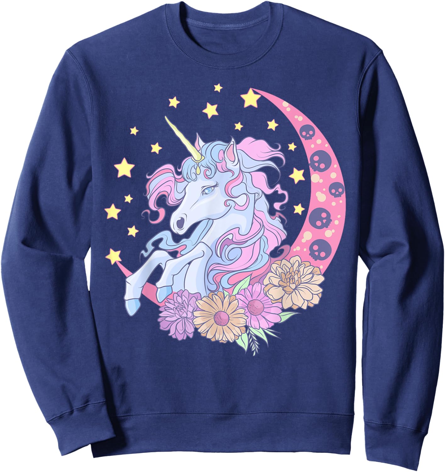 Pastel Goth Unicorn Japanese Anime Kawaii Creepy Cute Sweatshirt - Sweatshirt | Navy