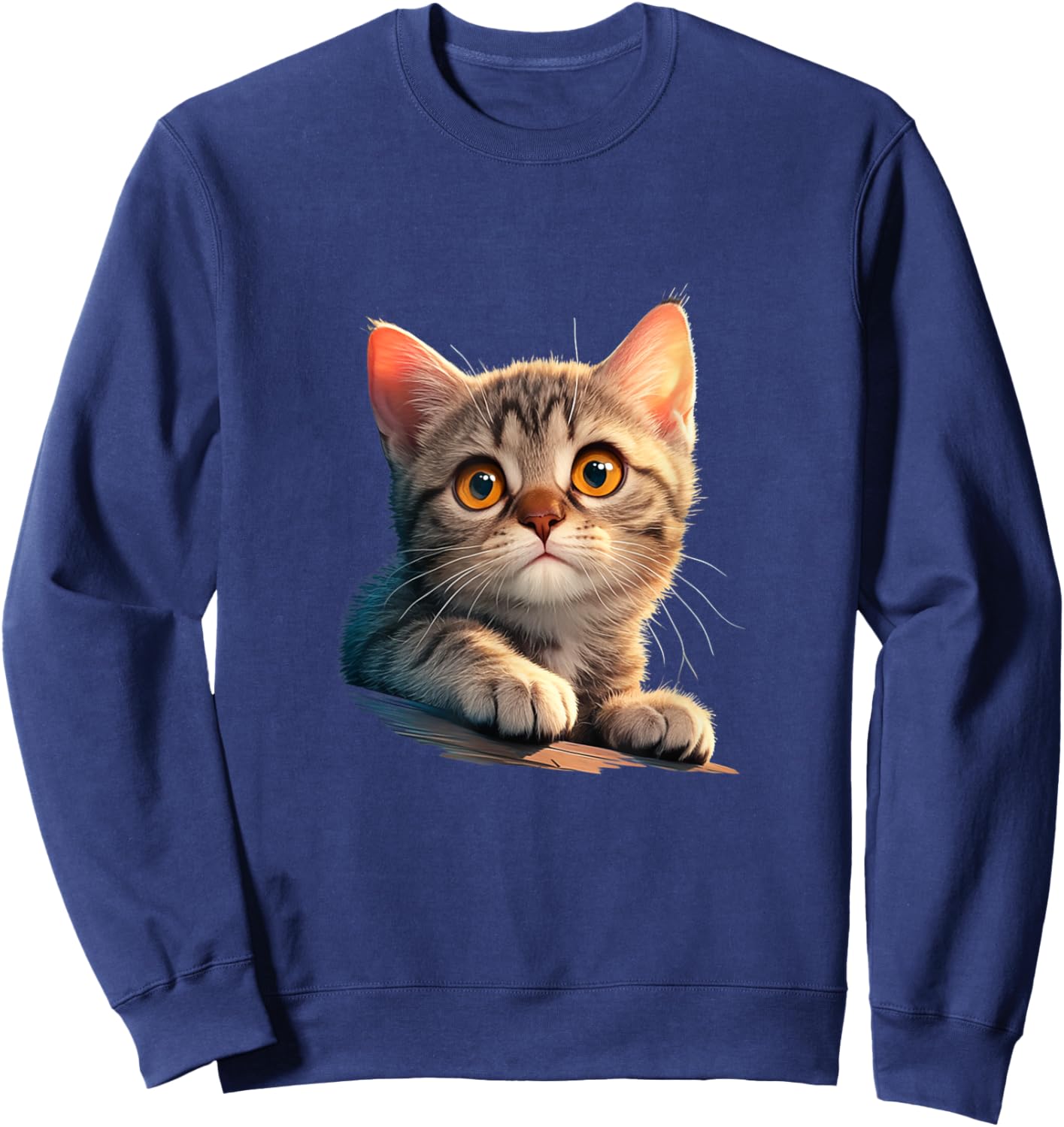 Adorable Realistic Kitten Cat Lovers Design Women Kids Sweatshirt - Sweatshirt | Navy