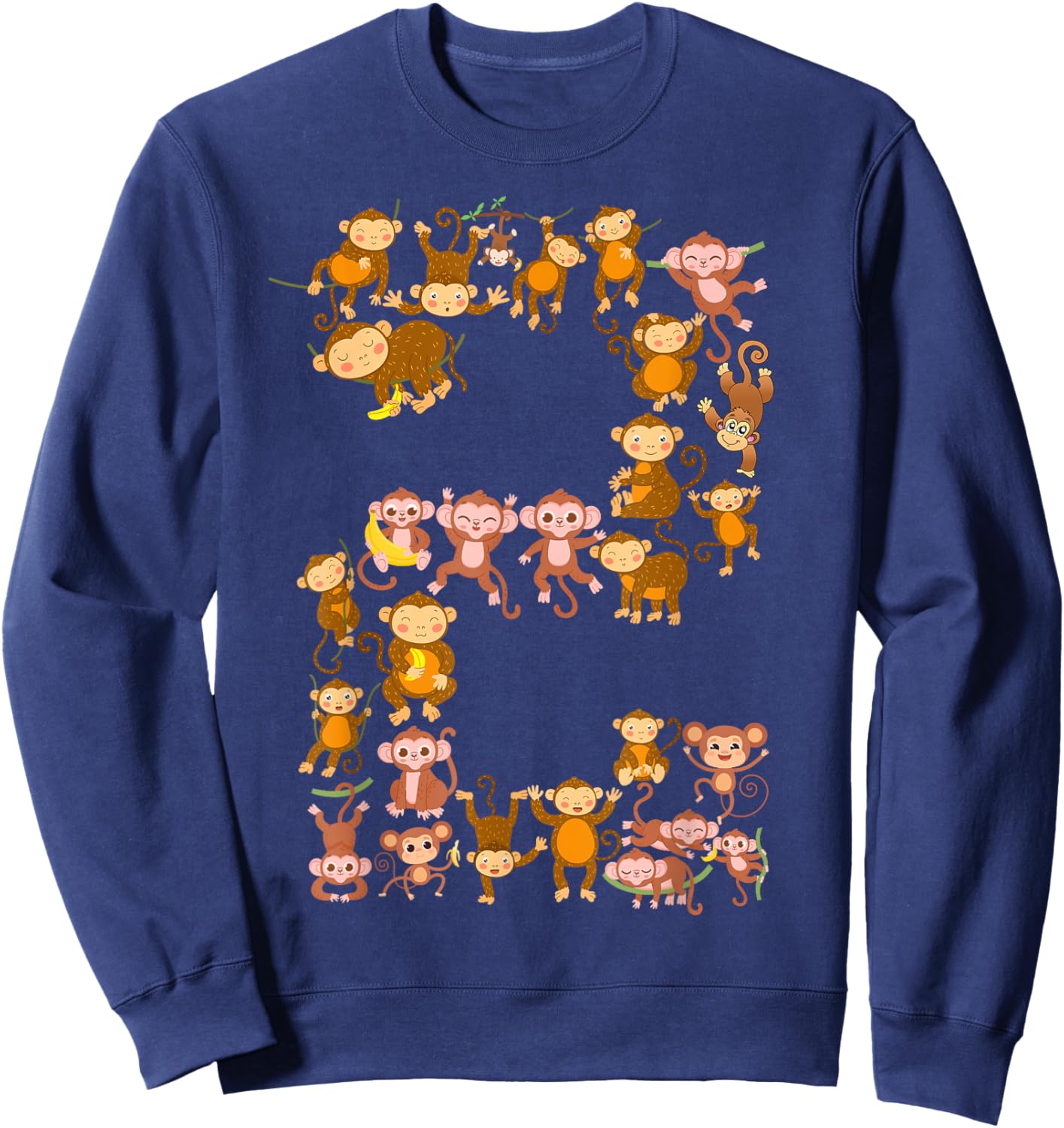 Toddler 2nd Birthday Monkey Themed 2 Year Old Monkeys Lovers Sweatshirt - Sweatshirt | Navy