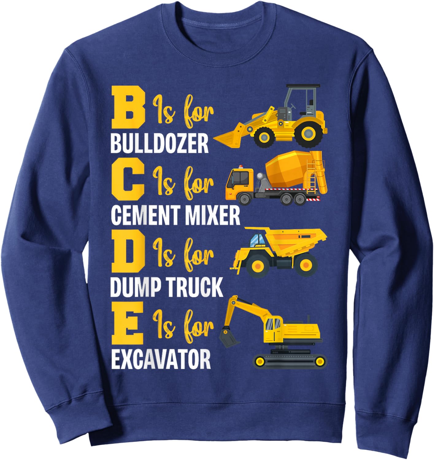 Construction Lover Gift Co. Heavy Equipment Construction Operator - Adults & Kids - Black - Short Sleeve - Modern Style - Letter Print - Construction, Excavation, Dump Truck Themed Sweatshirt - Sweatshirt | Navy