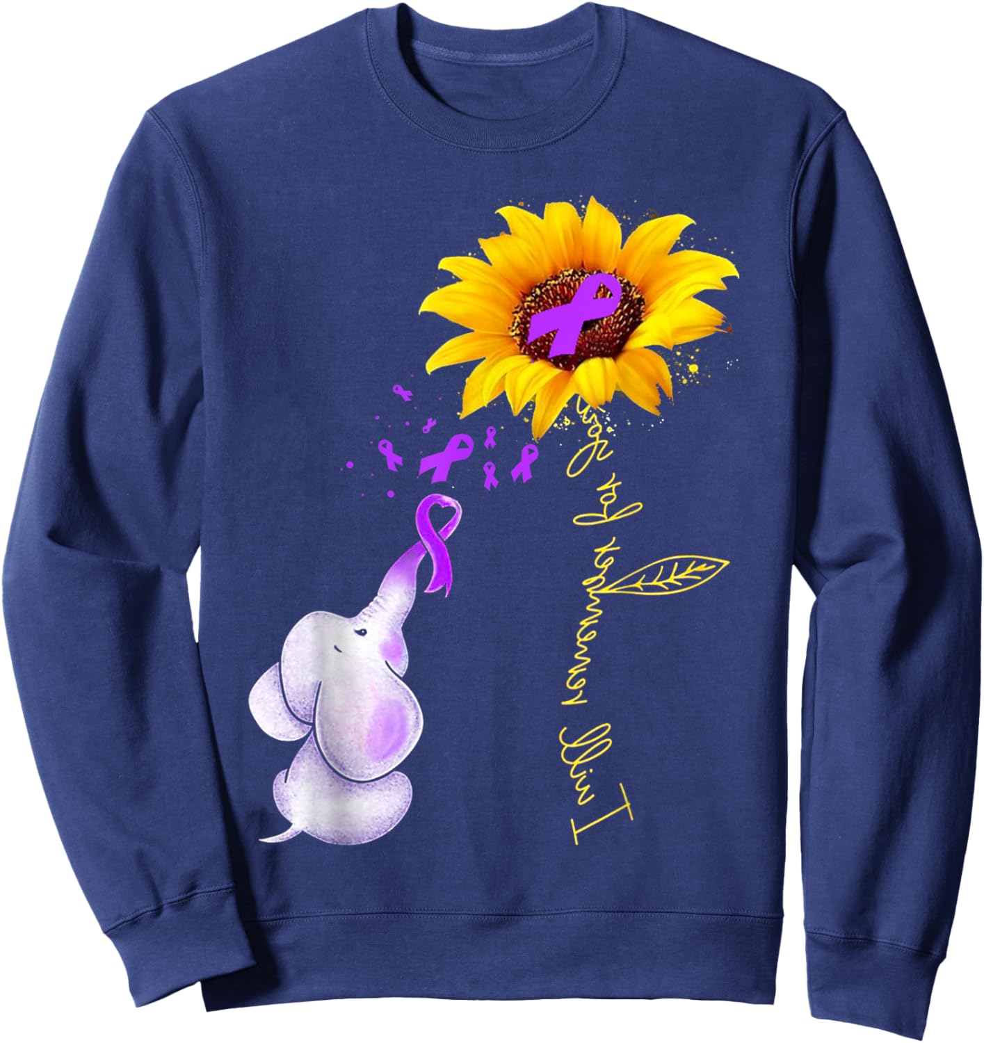 I'll Remember For You Purple Elephant Alzheimer's Awareness Sweatshirt - Sweatshirt | Navy
