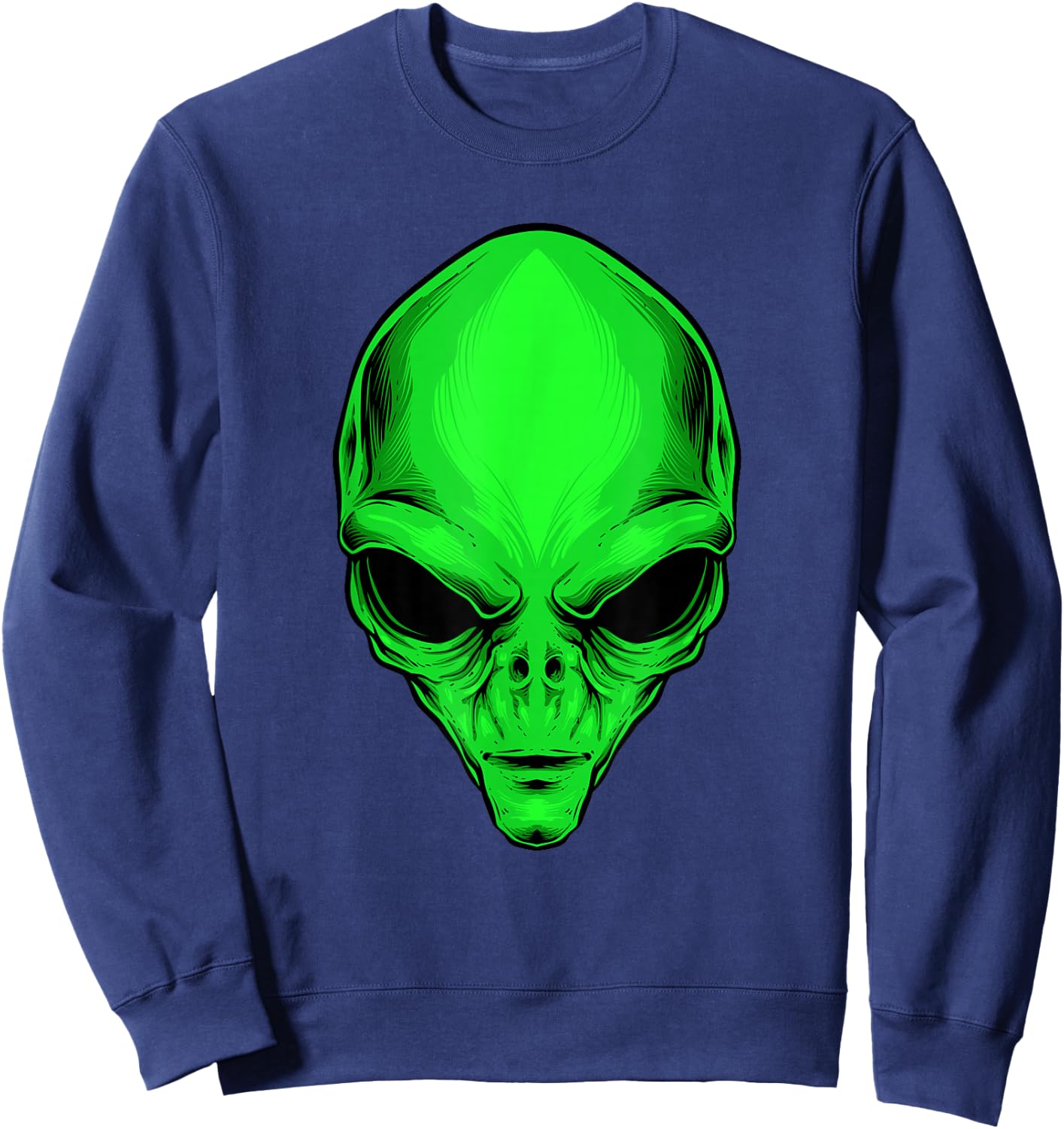 Green Alien Head Cartoon Funny Alien Costume Sweatshirt - Sweatshirt | Navy
