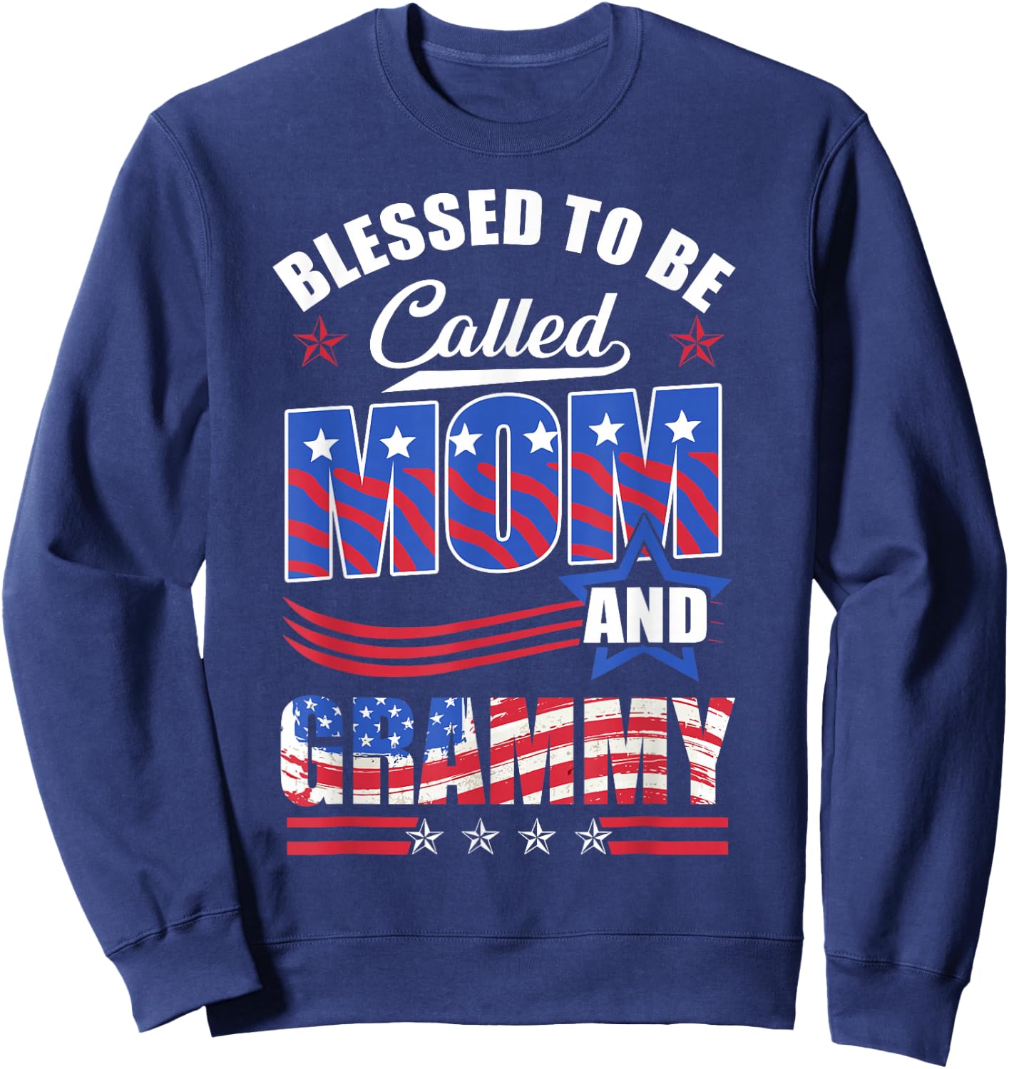 Blessed To Be Called Mom And Grammy American Flag Sweatshirt - Sweatshirt | Navy