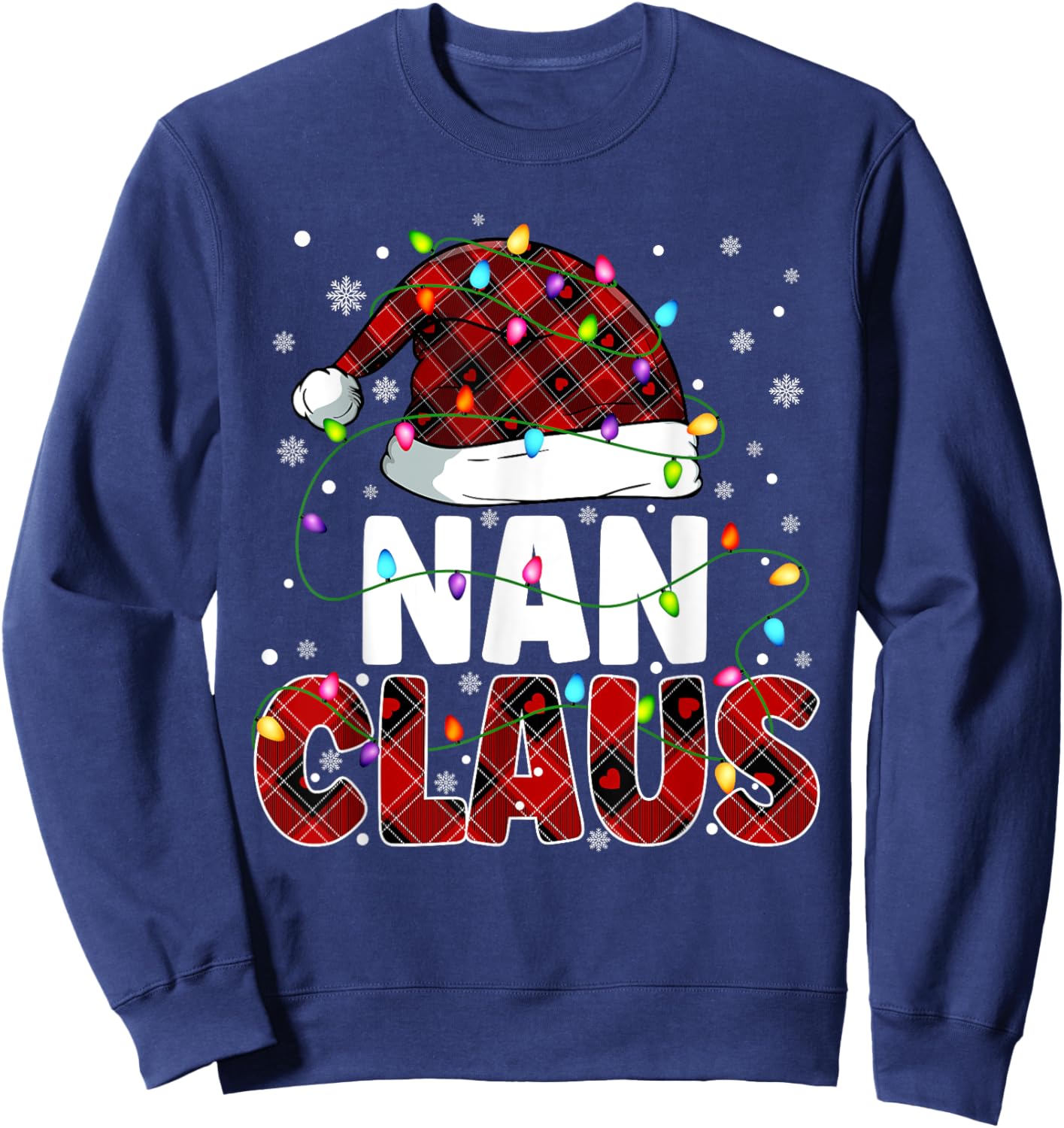 Nan Claus Merry Christmas Santa Hat Family Matching Sweatshirt - Sweatshirt | Navy