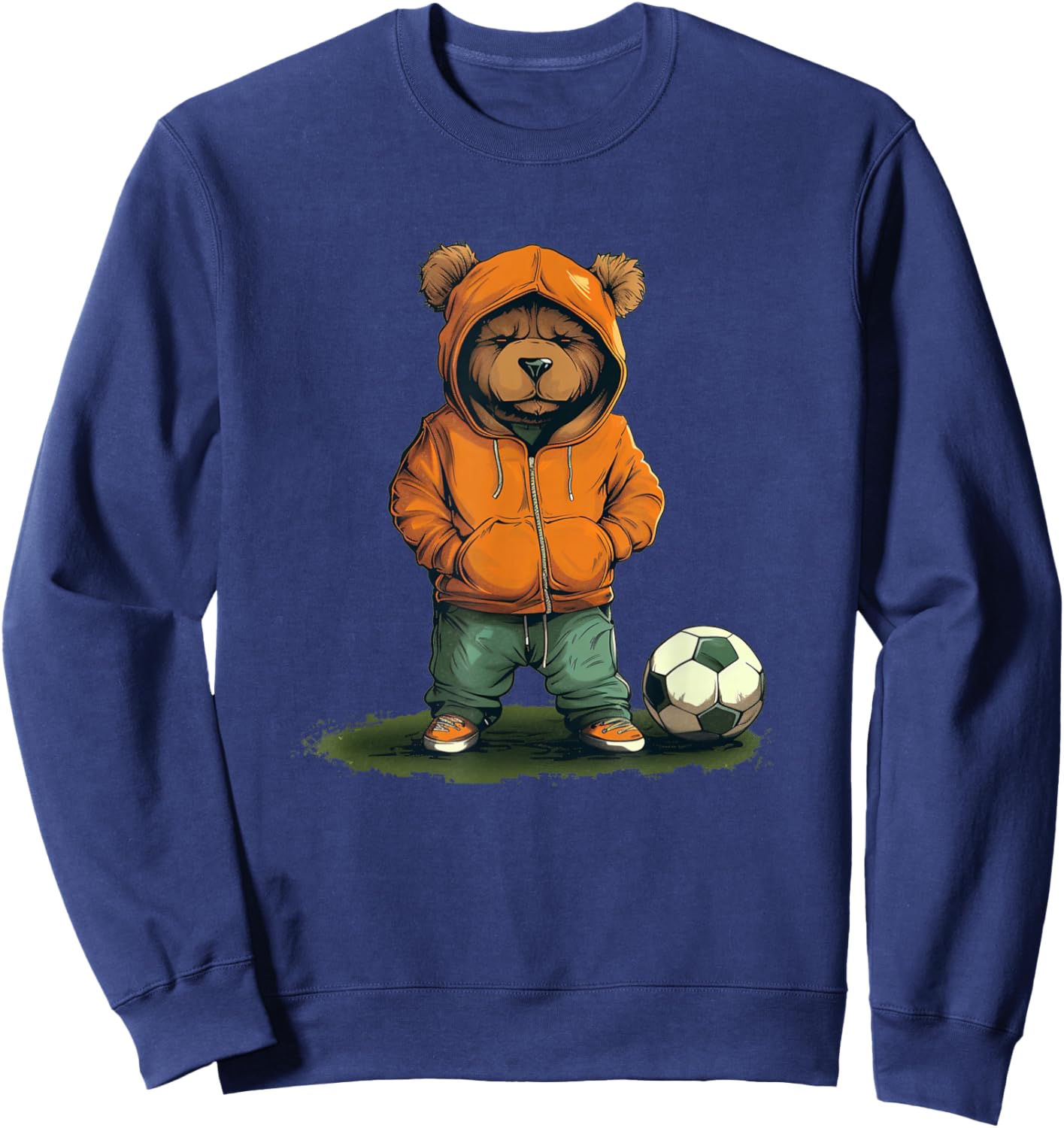 Funny Teddy bear loves soccer for boys and girls Sweatshirt - Sweatshirt | Navy