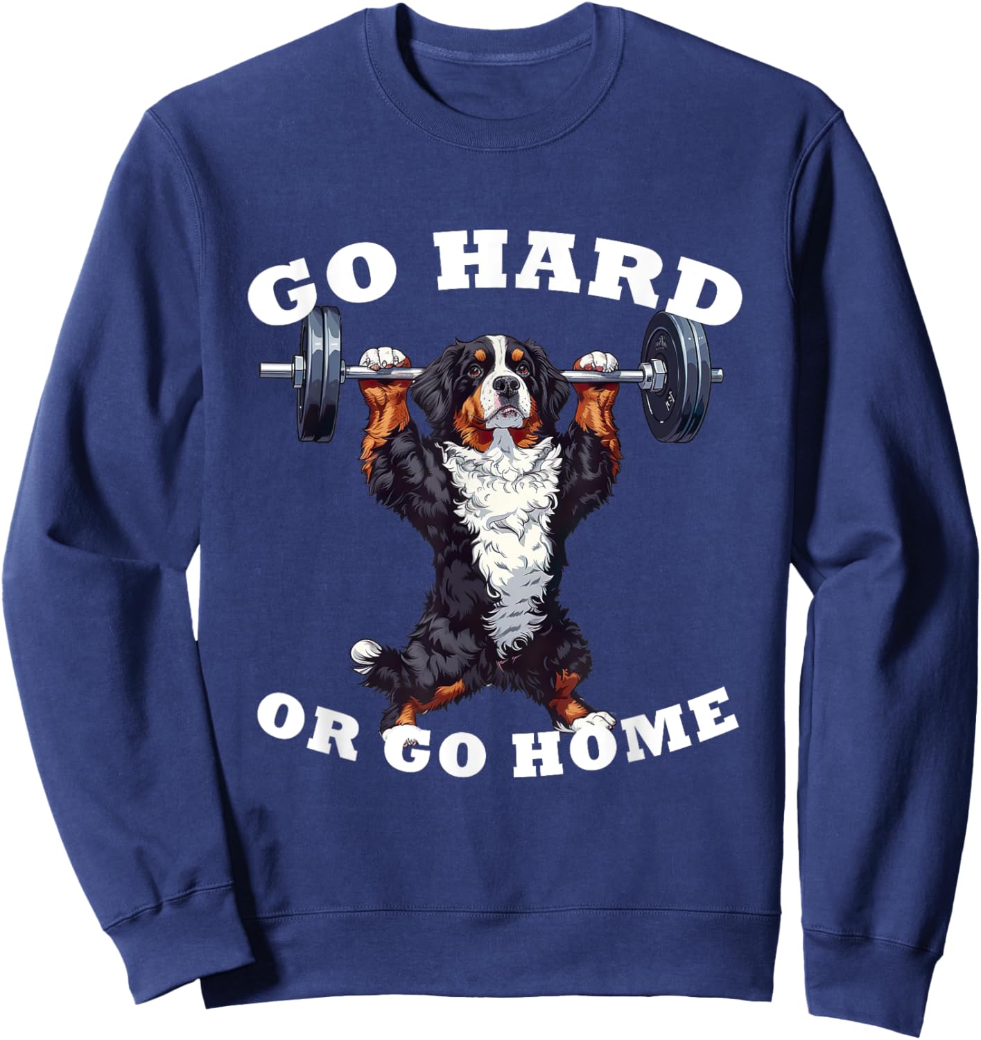 Pumping Weight Lifting Funny Bernese Mountain Dog Sweatshirt - Sweatshirt | Navy