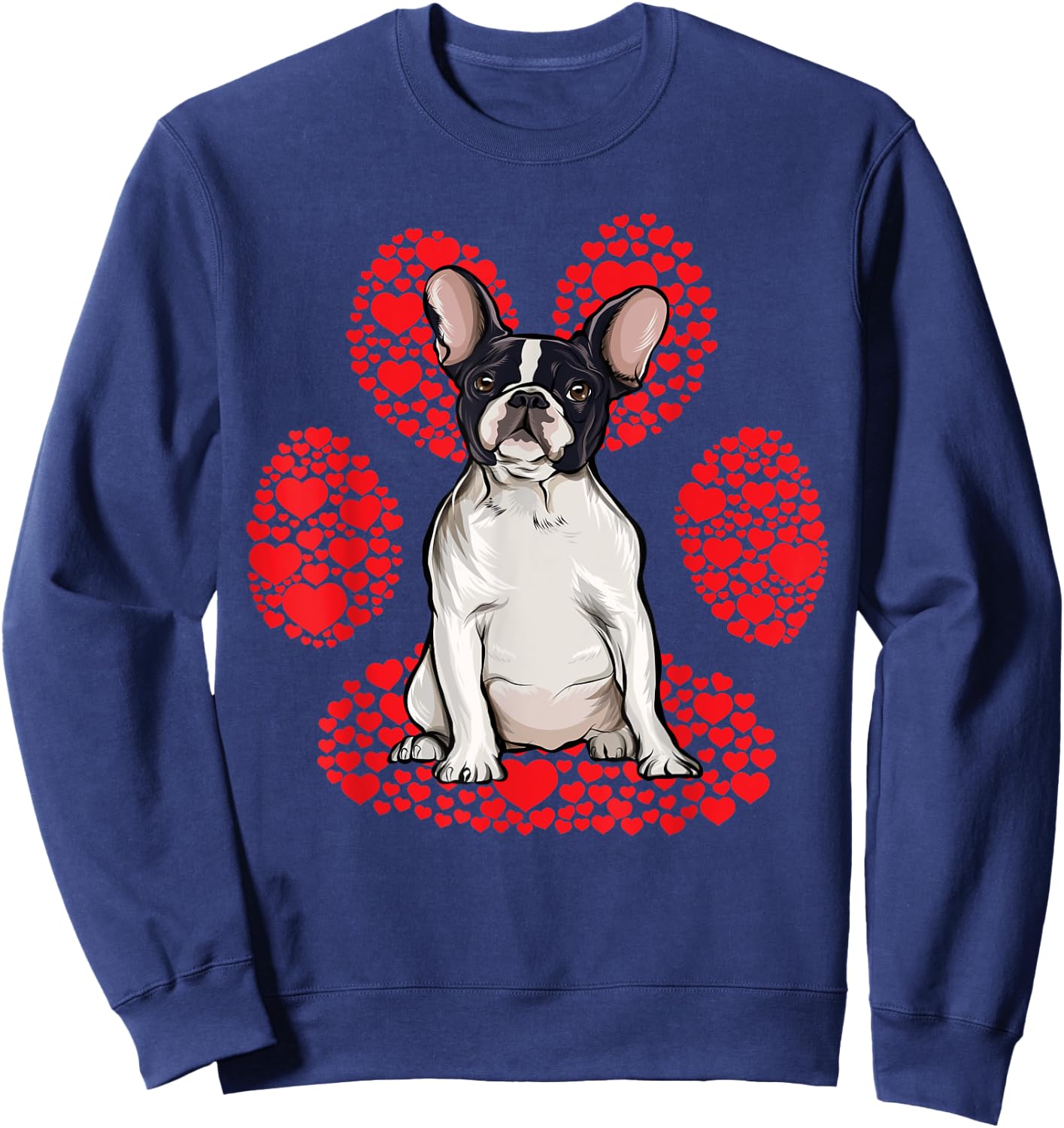 French Bulldog Valentines Day Dog Love Paw Sweatshirt - Sweatshirt | Navy