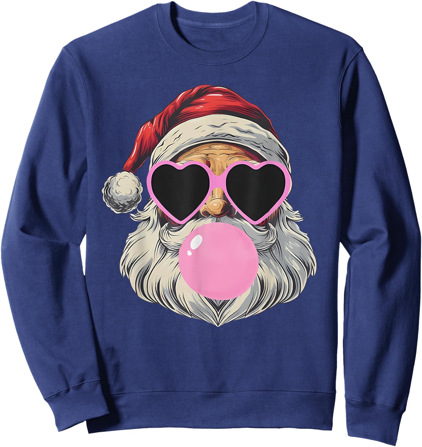 Retro Santa With Heart Glasses Bubblegum Christmas Girl Kids Sweatshirt - Sweatshirt | Navy