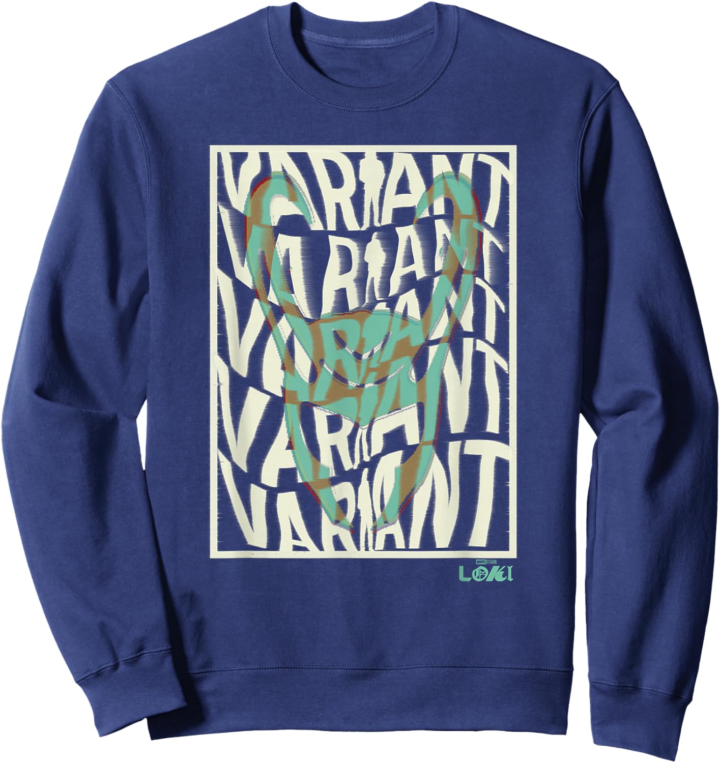 Marvel Loki Variant Word Stack Square Loki Horns Sweatshirt - Sweatshirt | Navy