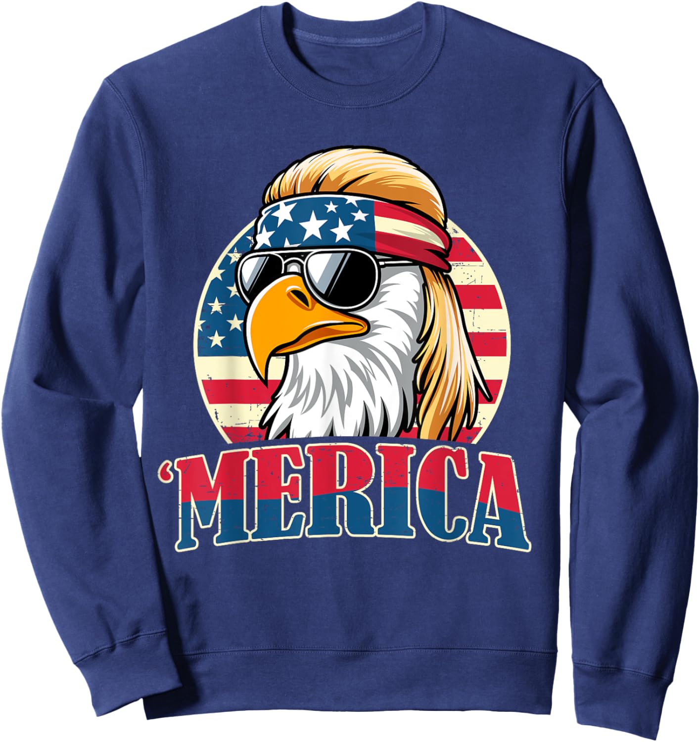 4th of July Funny Patriotic American Retro USA Men Women Sweatshirt - Sweatshirt | Navy