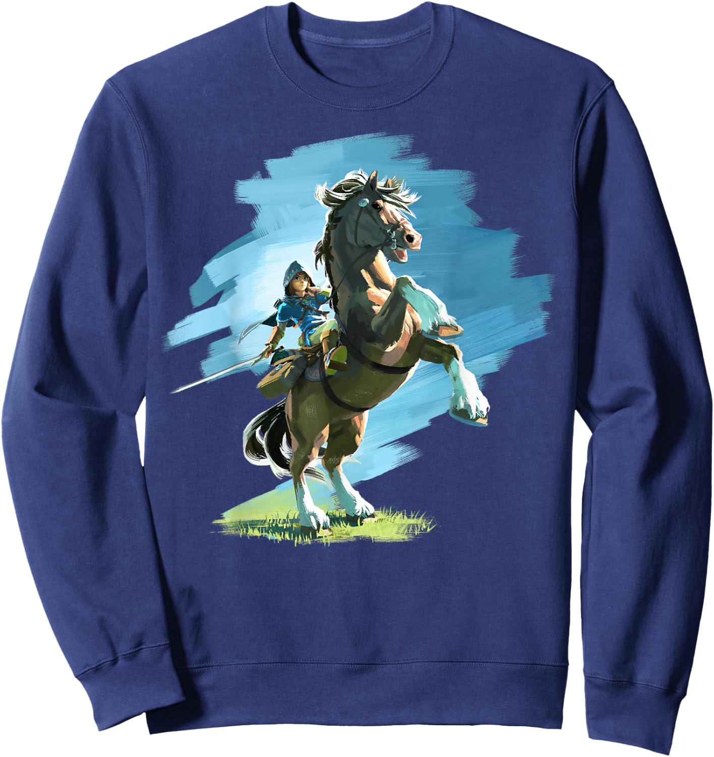 The Legend Of Zelda Breath Of The Wild Link And Epona Paint Sweatshirt - Sweatshirt | Navy