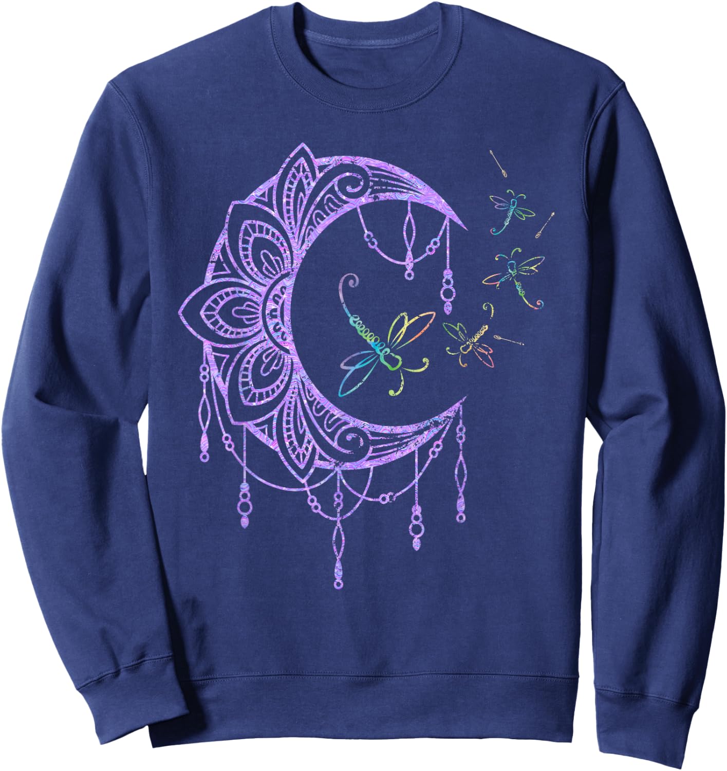 Hippie Nature Forest Insect Moon Gift Wildlife Dragonfly Sweatshirt - Sweatshirt | Navy