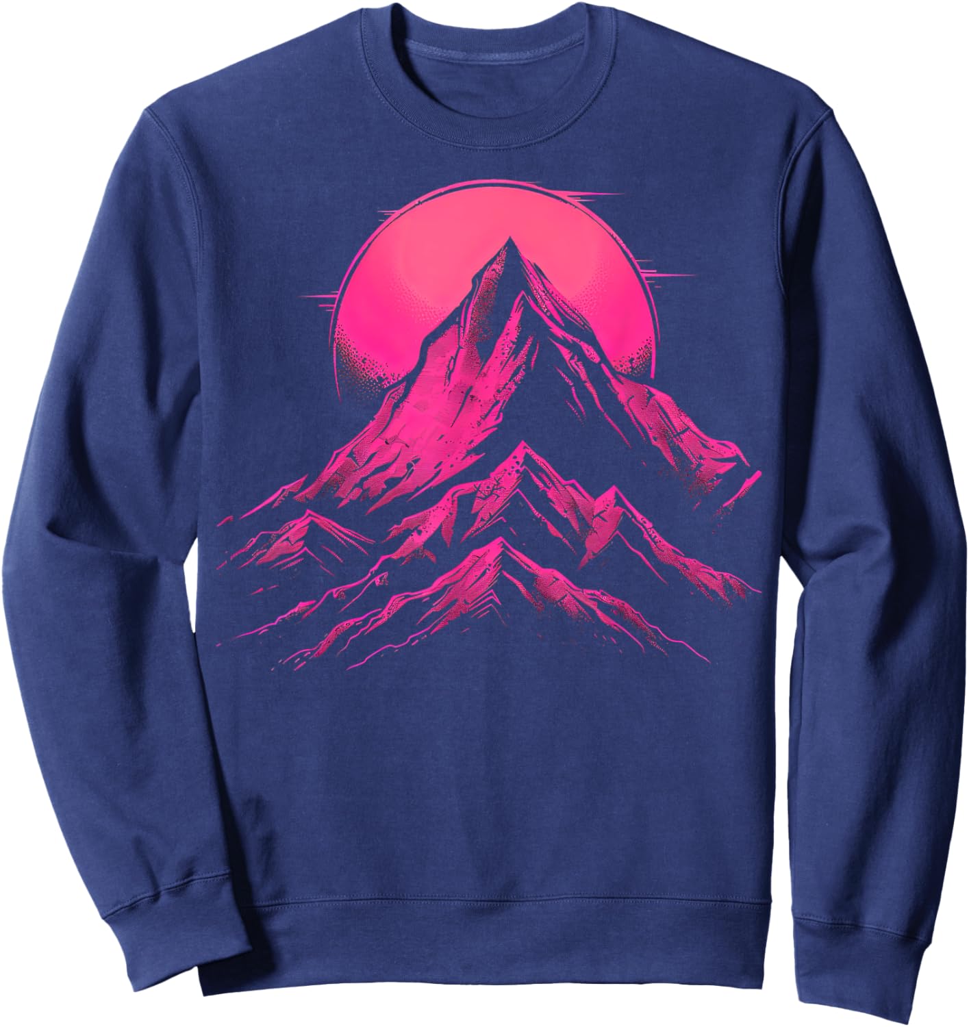 Pink and Black Mountain Abstract Outdoor Sweatshirt - Sweatshirt | Navy