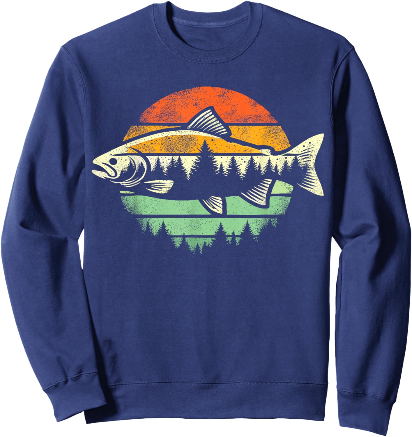 Fishing Retro Fish Nature Wildlife Fisherman Sweatshirt - Sweatshirt | Navy