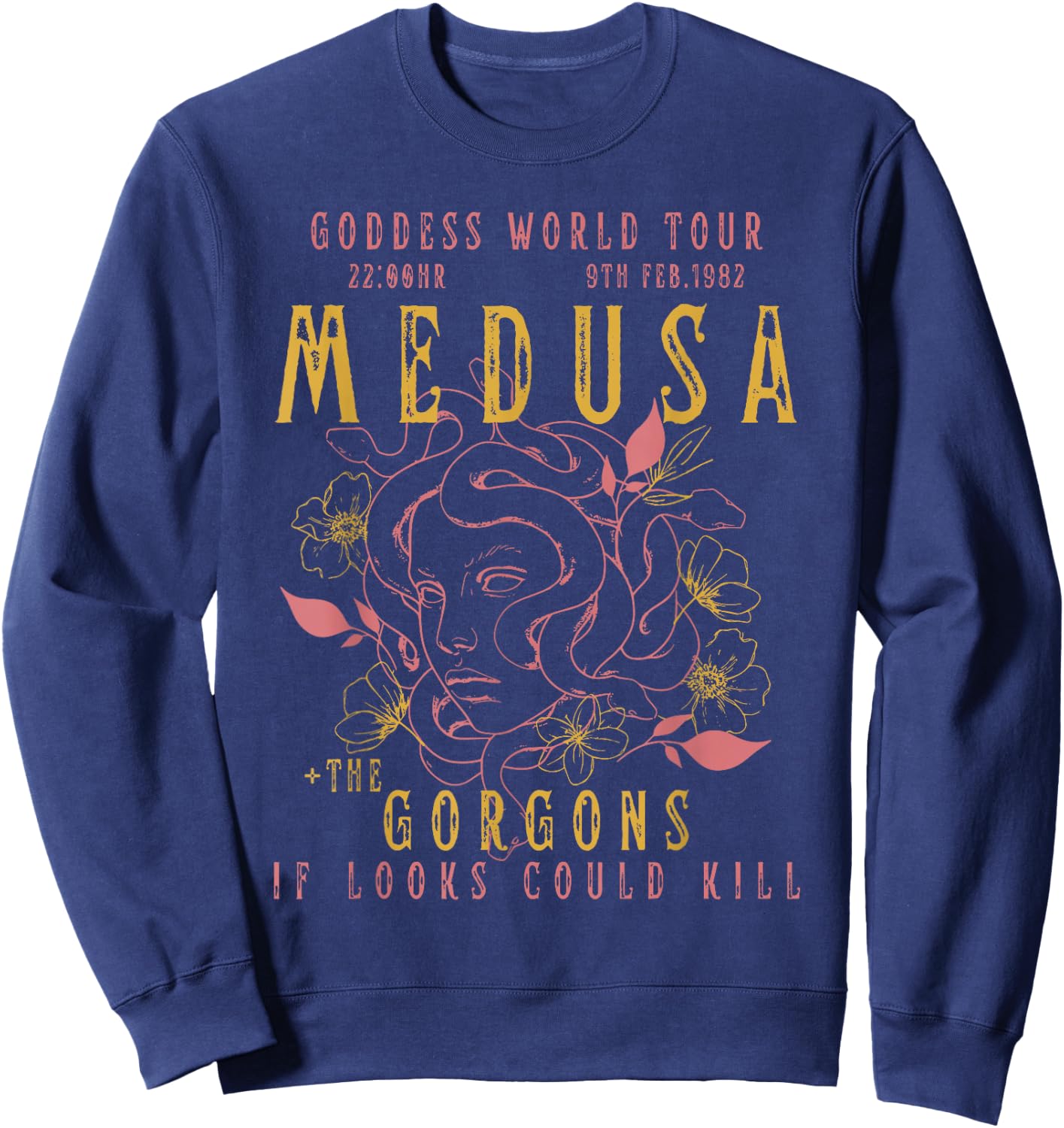 The Female Gaze Medusa Distressed Band | Goddess World Tour Sweatshirt - Sweatshirt | Navy