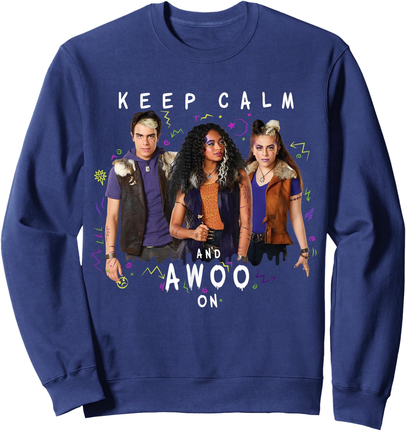 Disney Channel Zombies 2 Keep Calm and Awoo On Sweatshirt - Sweatshirt | Navy