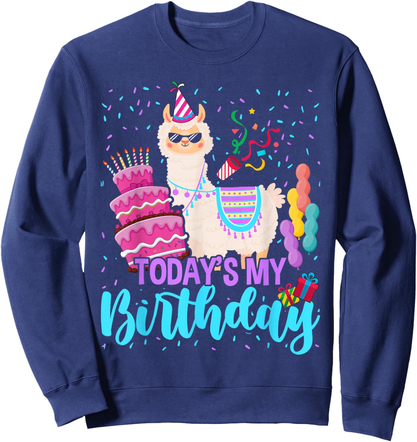 Todays My Birthday Llama Boy Family Party Decorations Sweatshirt - Sweatshirt | Navy