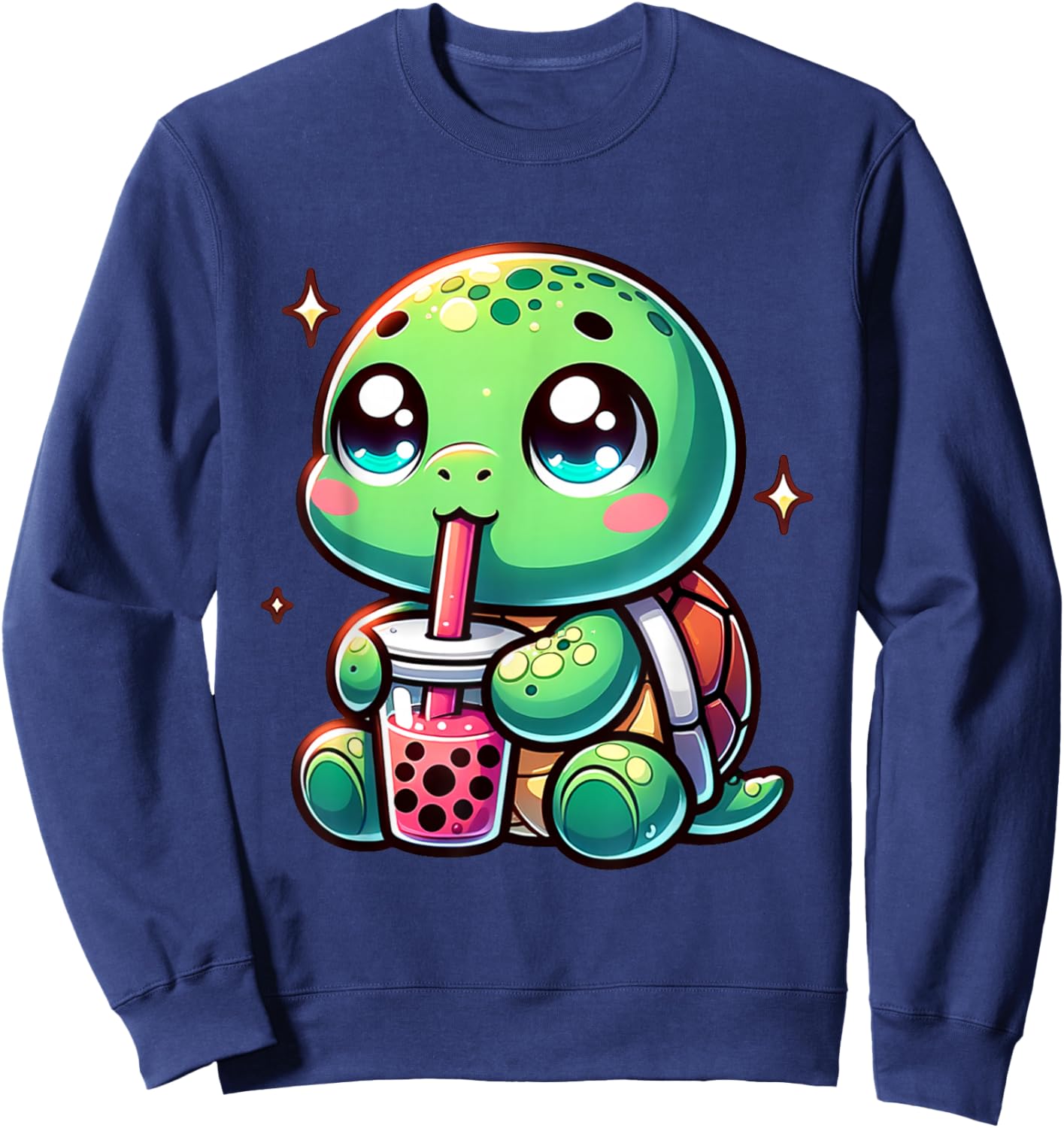 Cute turtle drinking boba. Funny Boba Turtles Lover Girls Sweatshirt - Sweatshirt | Navy