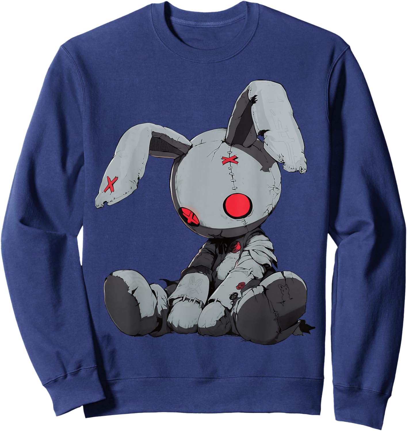 Dead Bunny Doll Goth Cute E-Girl Gothic Outfit Grunge Sweatshirt - Sweatshirt | Navy
