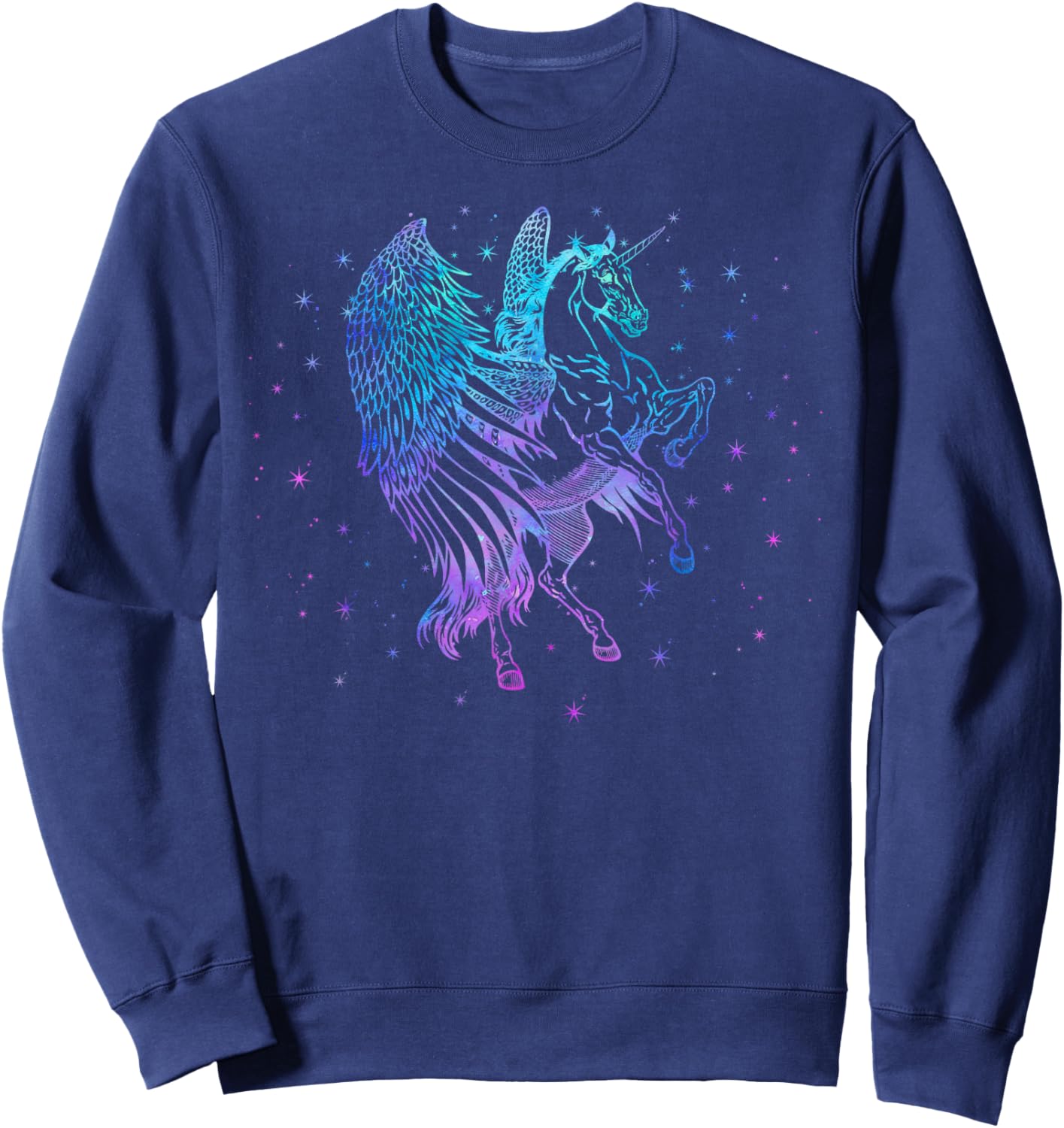 Unicorn Pegasus Flying Horse Girls Teen Kids Women Mom Retro Sweatshirt - Sweatshirt | Navy