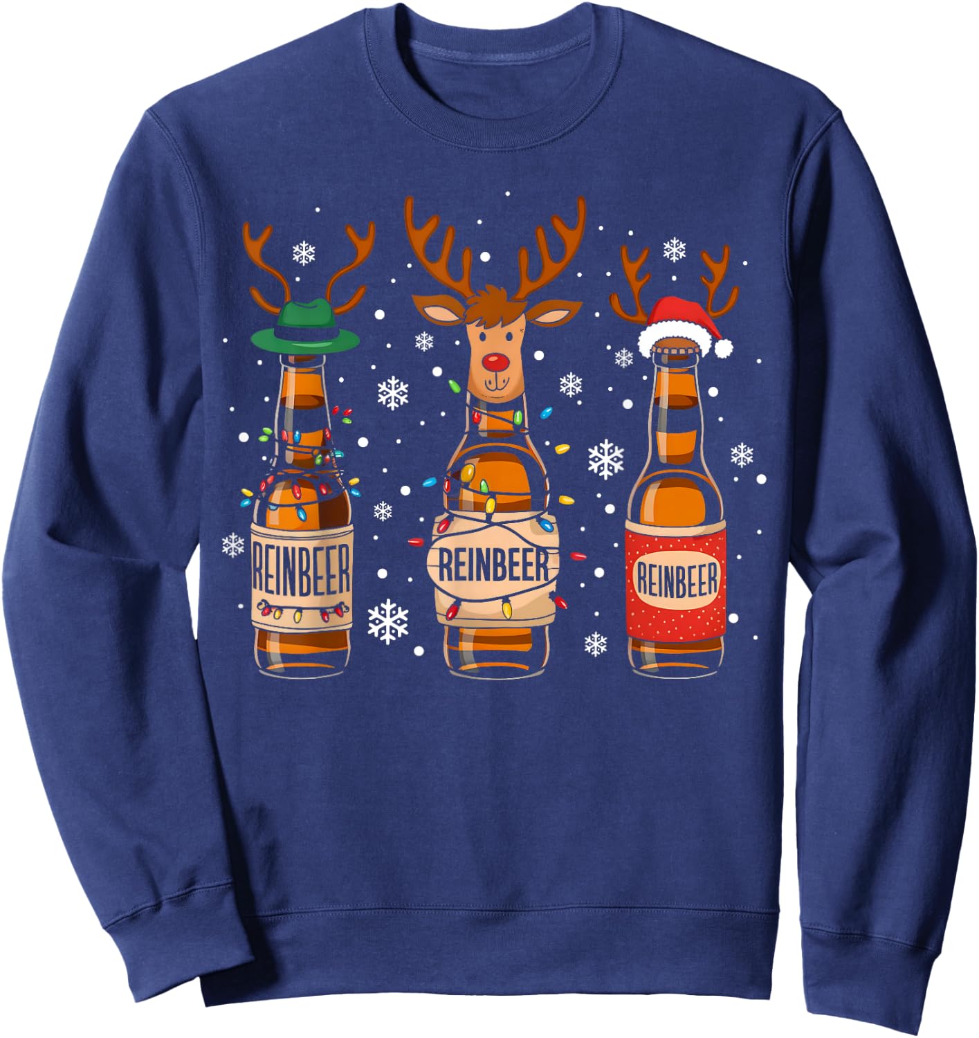 Reinbeers Funny Reindeer Beer Christmas Drinking Xmas Sweatshirt - Sweatshirt | Navy
