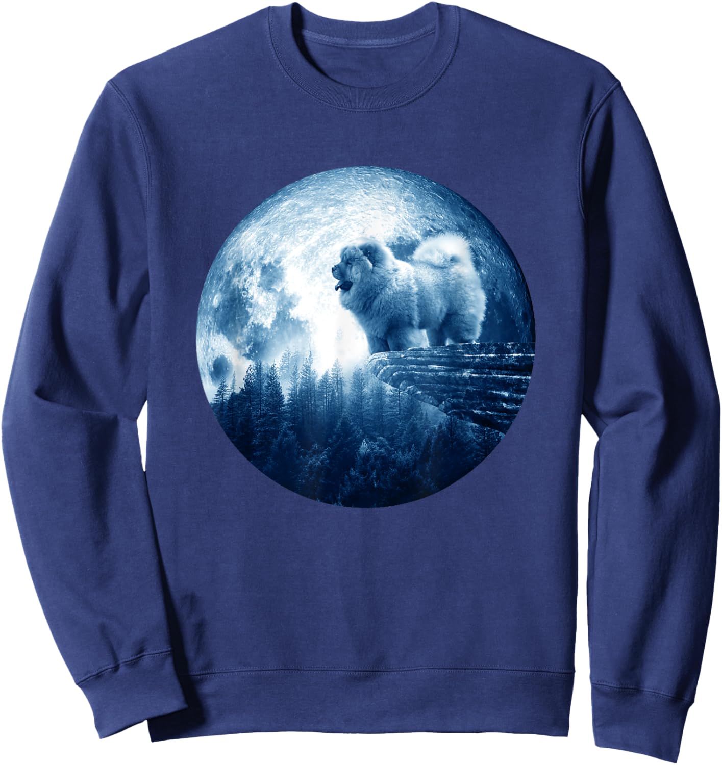Rough Chow Chow Dog Moon Dog Mom Dad Women Men Dog Lovers Sweatshirt - Sweatshirt | Navy