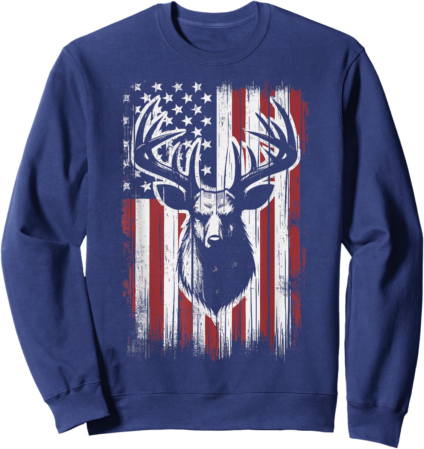 Deer Hunting American Flag Deer Sweatshirt - Sweatshirt | Navy