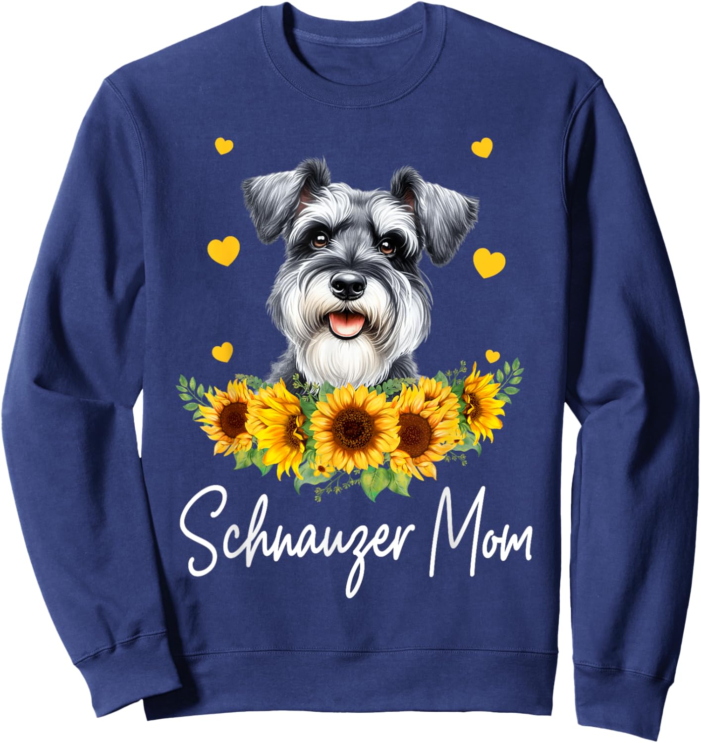 Sunflower Schnauzer Mom Dog Lover Sweatshirt - Sweatshirt | Navy