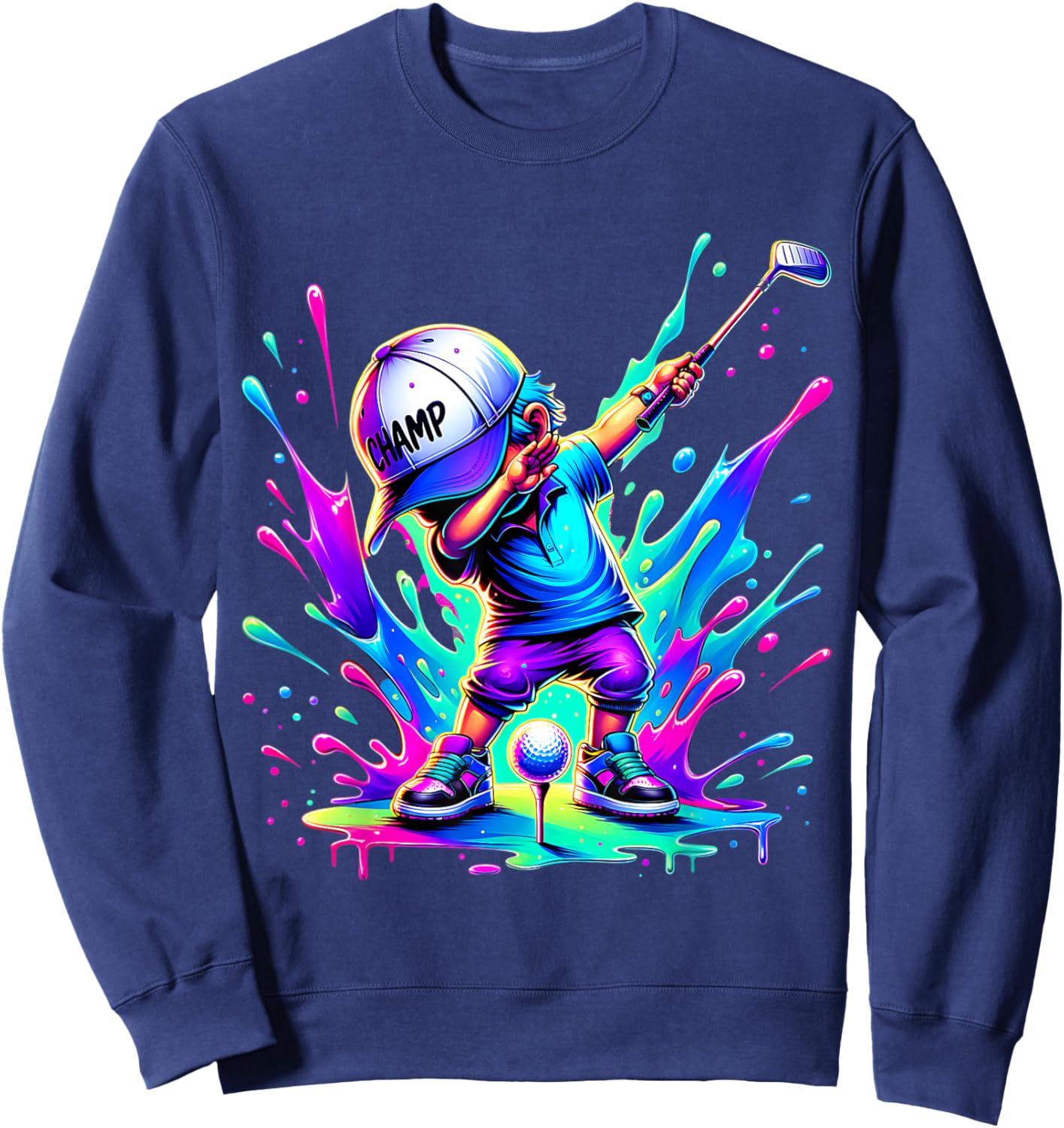 Dabbing Golfer Funny Golfing Golfer Dad Men Boys Kids Youth Sweatshirt - Sweatshirt | Navy