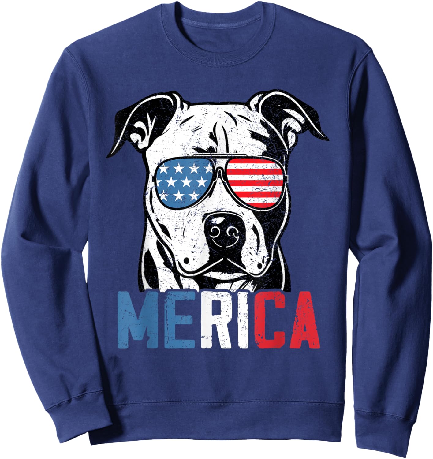 Patriotic Dogo Argentino Dog Merica 4th Of July Funny Sweatshirt - Sweatshirt | Navy