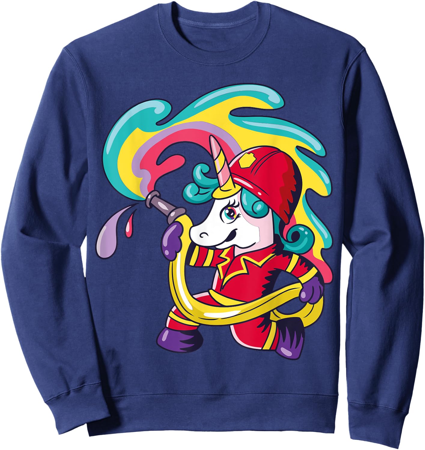 Volunteer Fire Brigade Unicorn Firefighter Sweatshirt - Sweatshirt | Navy