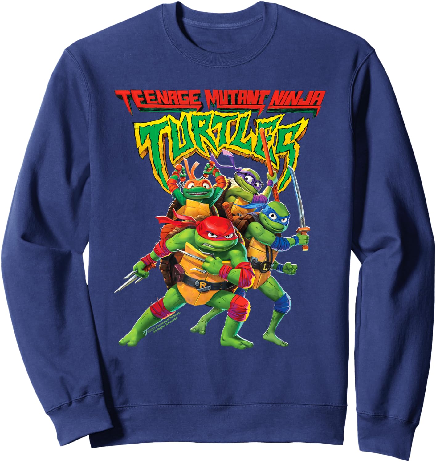 Teenage Mutant Ninja Turtles: Mutant Mayhem Logo with Group Small Sweatshirt - Sweatshirt | Navy
