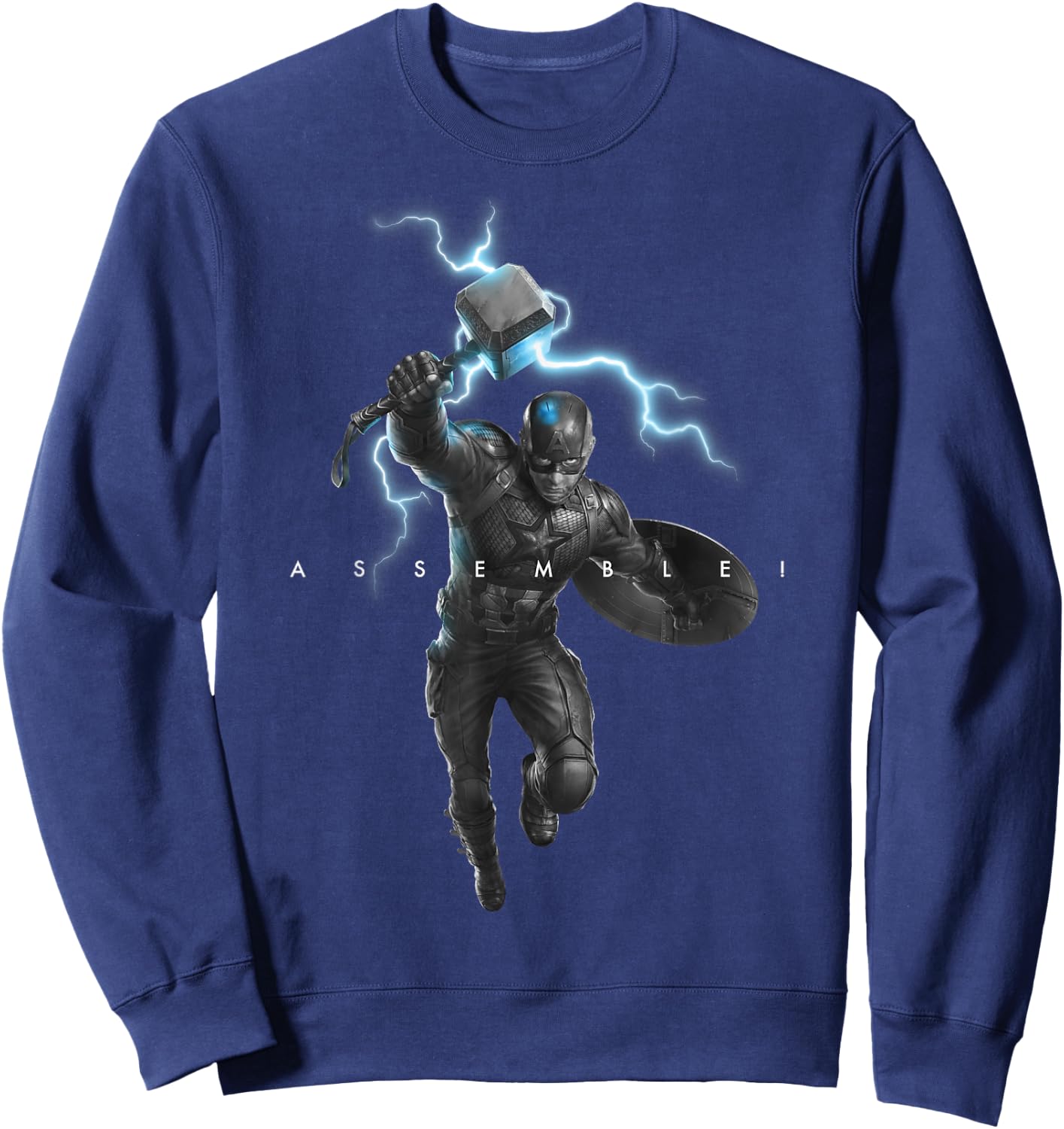 Marvel Avengers Endgame Captain America Assemble Lightning Sweatshirt - Sweatshirt | Navy