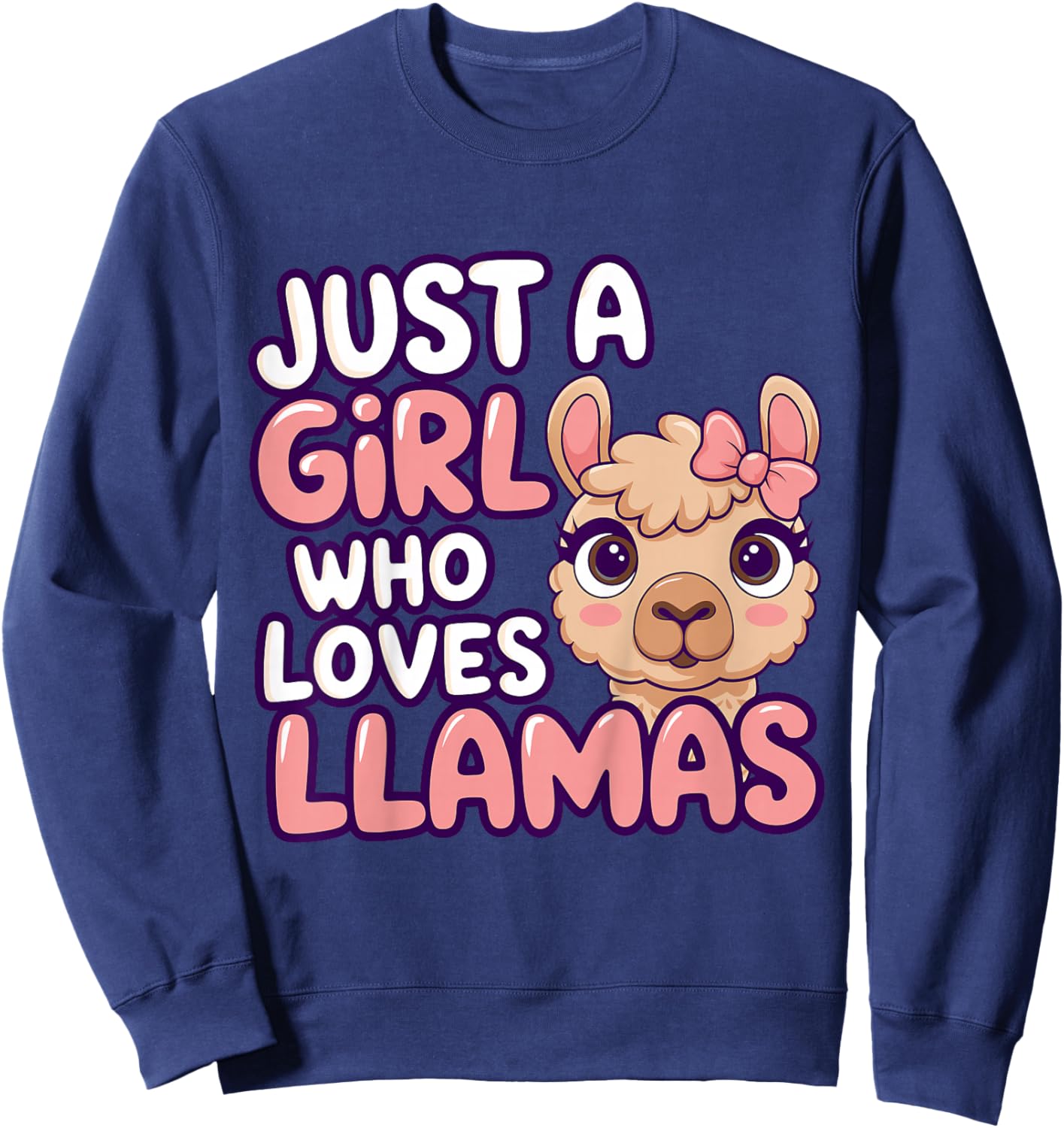 Girl Llama Kids Sweatshirt - Sweatshirt | Navy