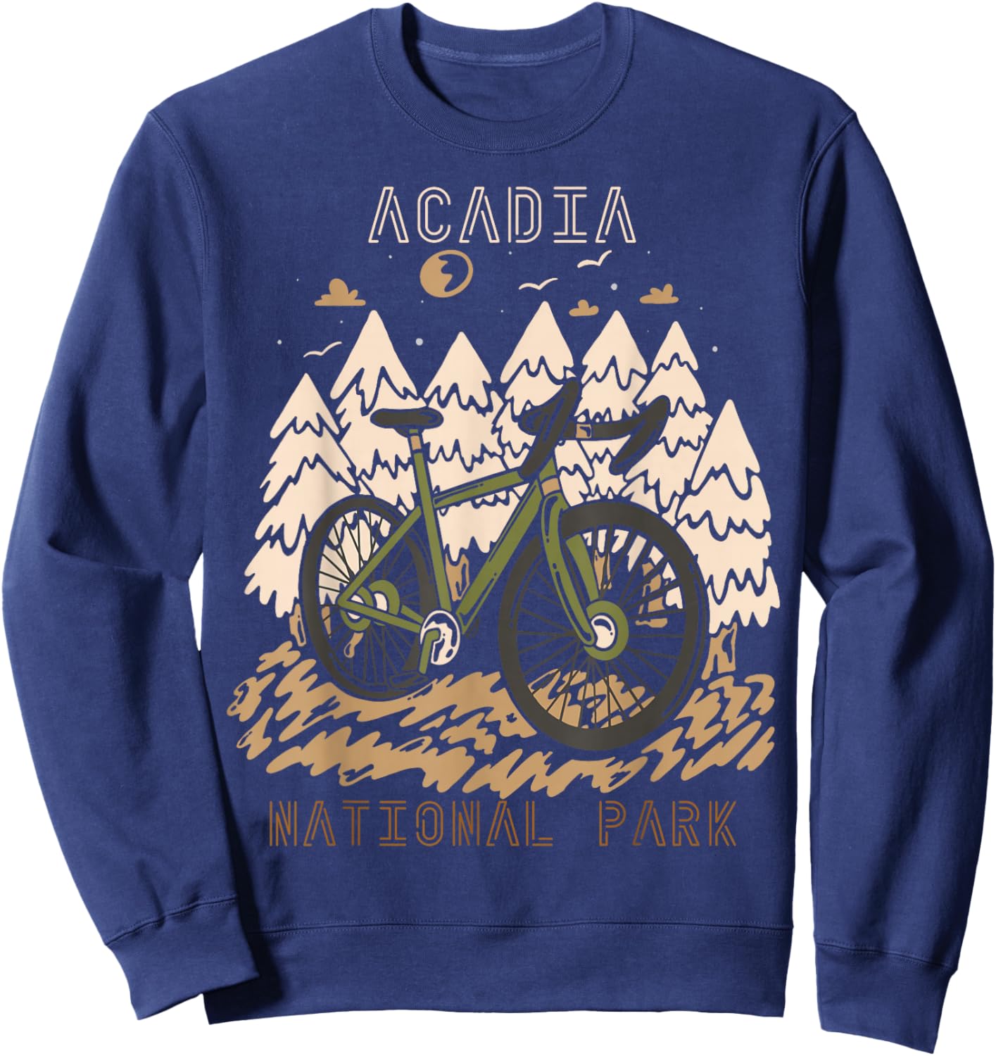 Biking Acadia National Park Souvenir Forest Hike Nature Sweatshirt - Sweatshirt | Navy