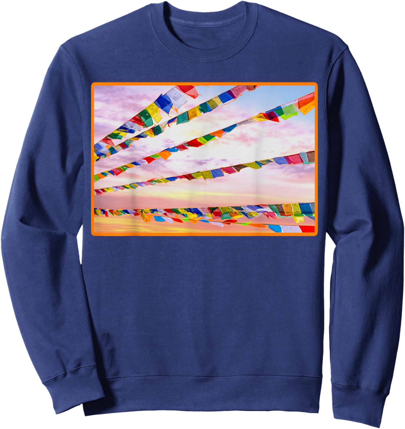 Buddhistische Gebetsfahnen in einem bunten Himmel Sweatshirt - Sweatshirt | Navy