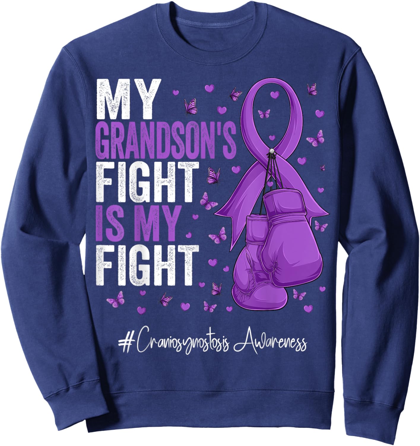 Purple Ribbon Grandson Craniosynostosis Awareness Sweatshirt - Sweatshirt | Navy