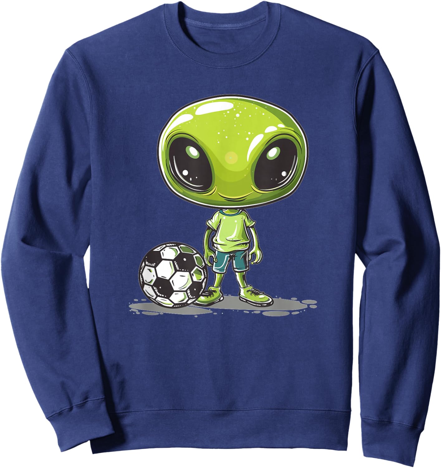 Cute Alien Soccer I Kids Soccer Alien Sweatshirt - Sweatshirt | Navy